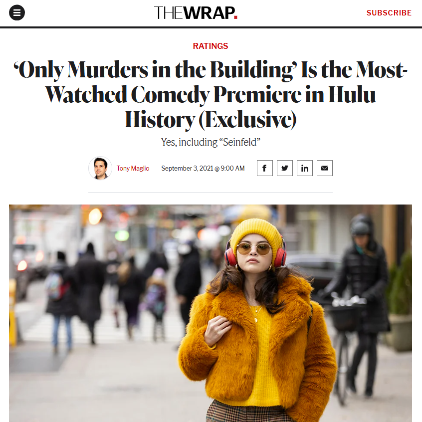 'Only Murders in the Building' Is the Most-Watched Comedy Premiere in Hulu History