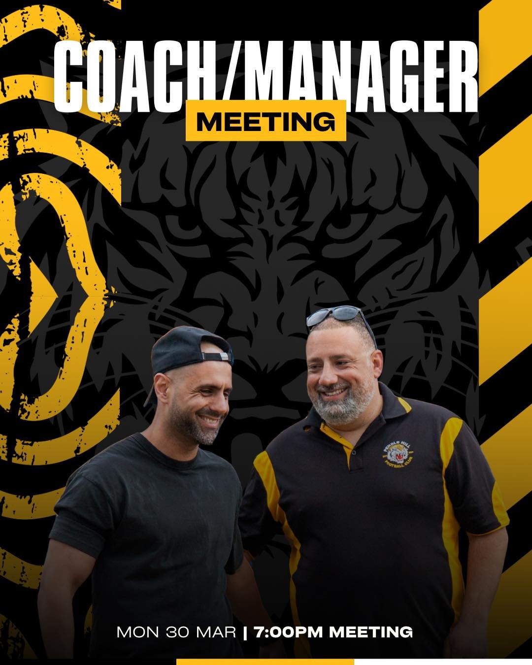 Coaches &amp; Managers Meeting

We will be holding our Coaches &amp; Managers Meeting on Monday 30th March, 7:00pm at Toongabbie Sports Club.

All coaches and managers are required to attend, as important information for the upcoming season will be d