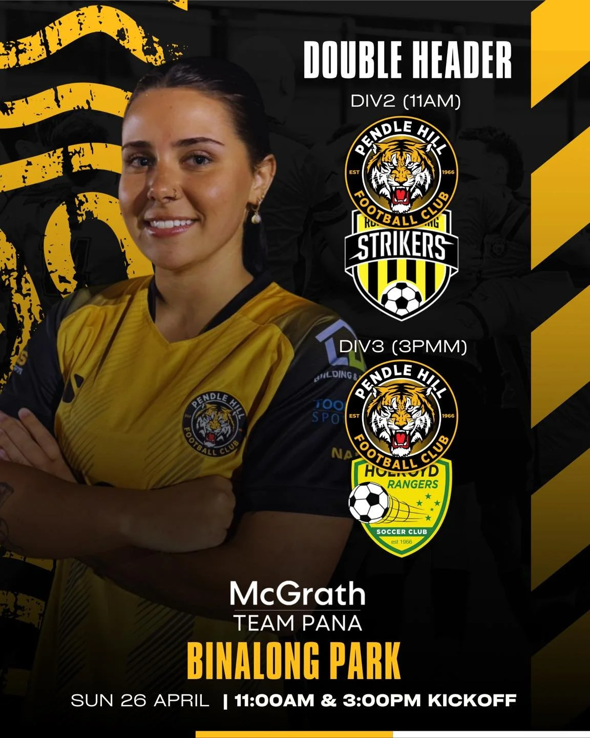 Double header at Binalong tomorrow! 🔥

Both All Age Women&rsquo;s sides are back on home turf for a big day at Binalong Park.

AAW2 kick things off at 11am, followed by AAW3 at 3pm to close out the day.

Get down, get loud, and get behind the girls