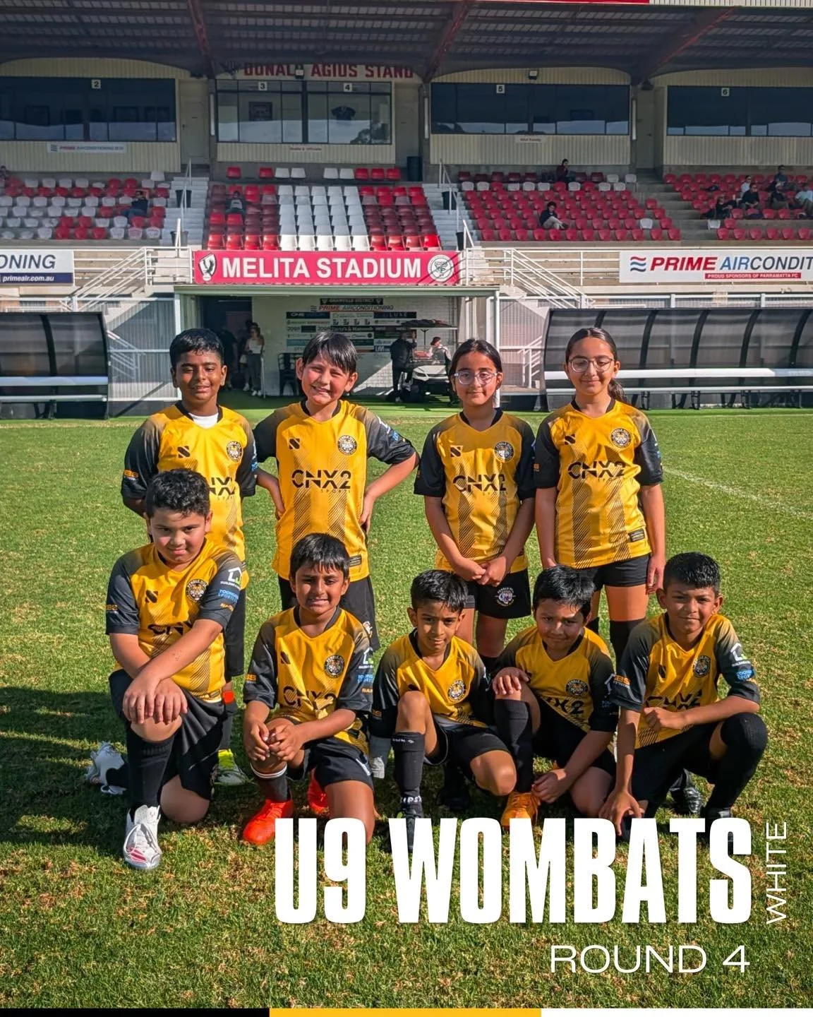 Our U9/ Wombat White team after the Gala day playing at Melita stadium this past weekend!
