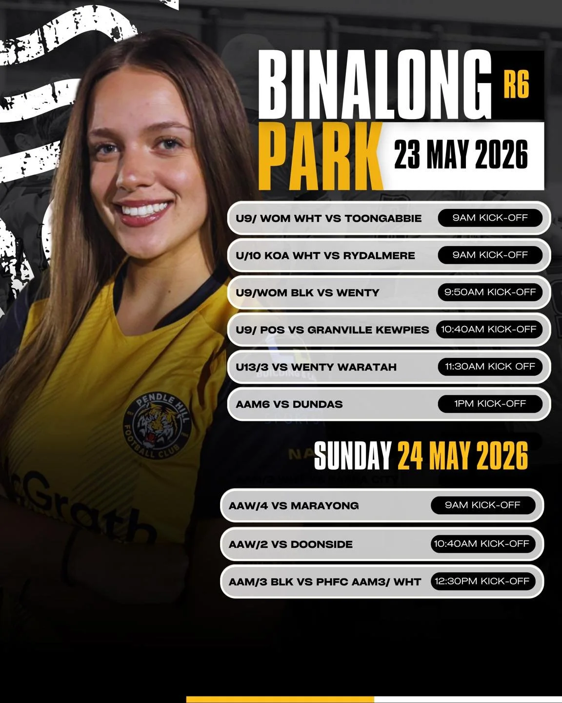 Round 6 at Binalong!

Round 6 this week and it sees back to back days at Binalong with 6 games on Saturday and 4 games on Sunday. 

Get down to Bino this weekend and support the teams.