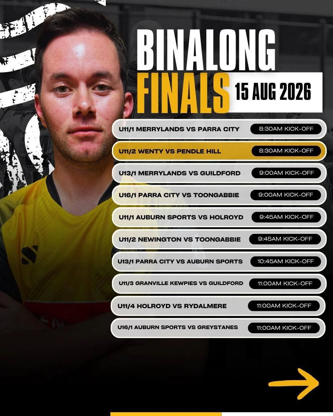 A huge day at Bino tomorrow hosting semi finals for all different age groups. Kicking off early at 8:30am there will be games running all the way through to 3pm.

BBQ will be cranking. Get down there and watch some good football this weekend!