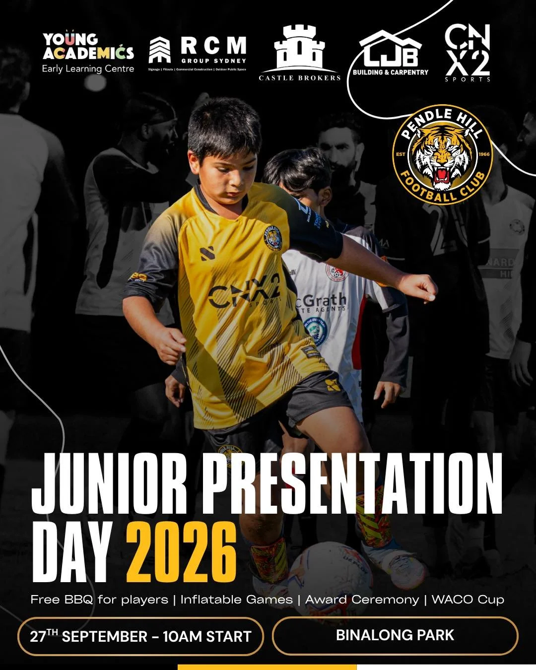 Members are invited to our Junior Presentation Day on Sunday, 27 September 2026, commencing at 10am. 

✅ Awards for every team
✅ Free BBQ lunch
✅ Inflatable Soccer Games &amp; Jumping Castle

Bring your picnic rug or chairs and enjoy a great day with
