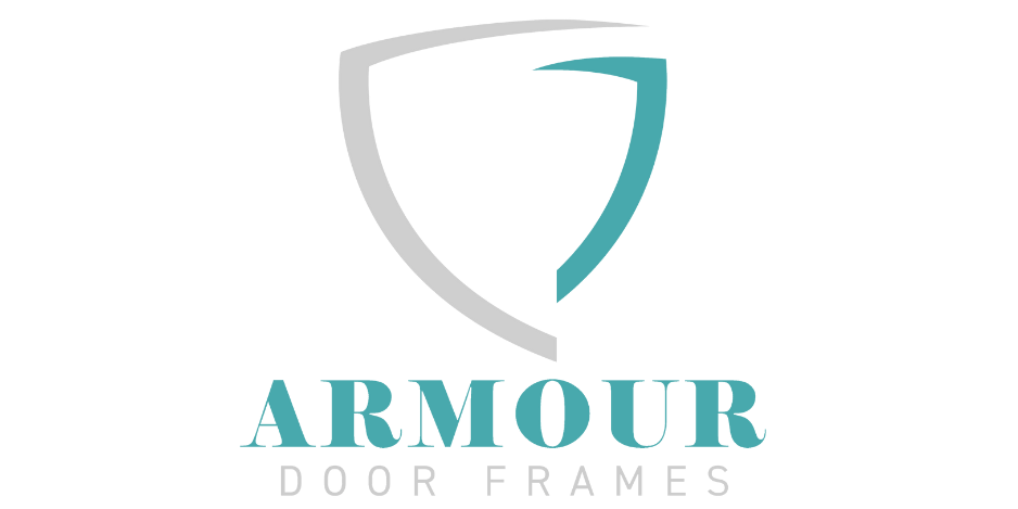 Armour Door Frames logo featuring a shield with blue and gray outlines.