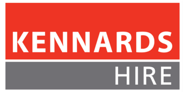 Kennards Hire sign with red, gray, and white colors