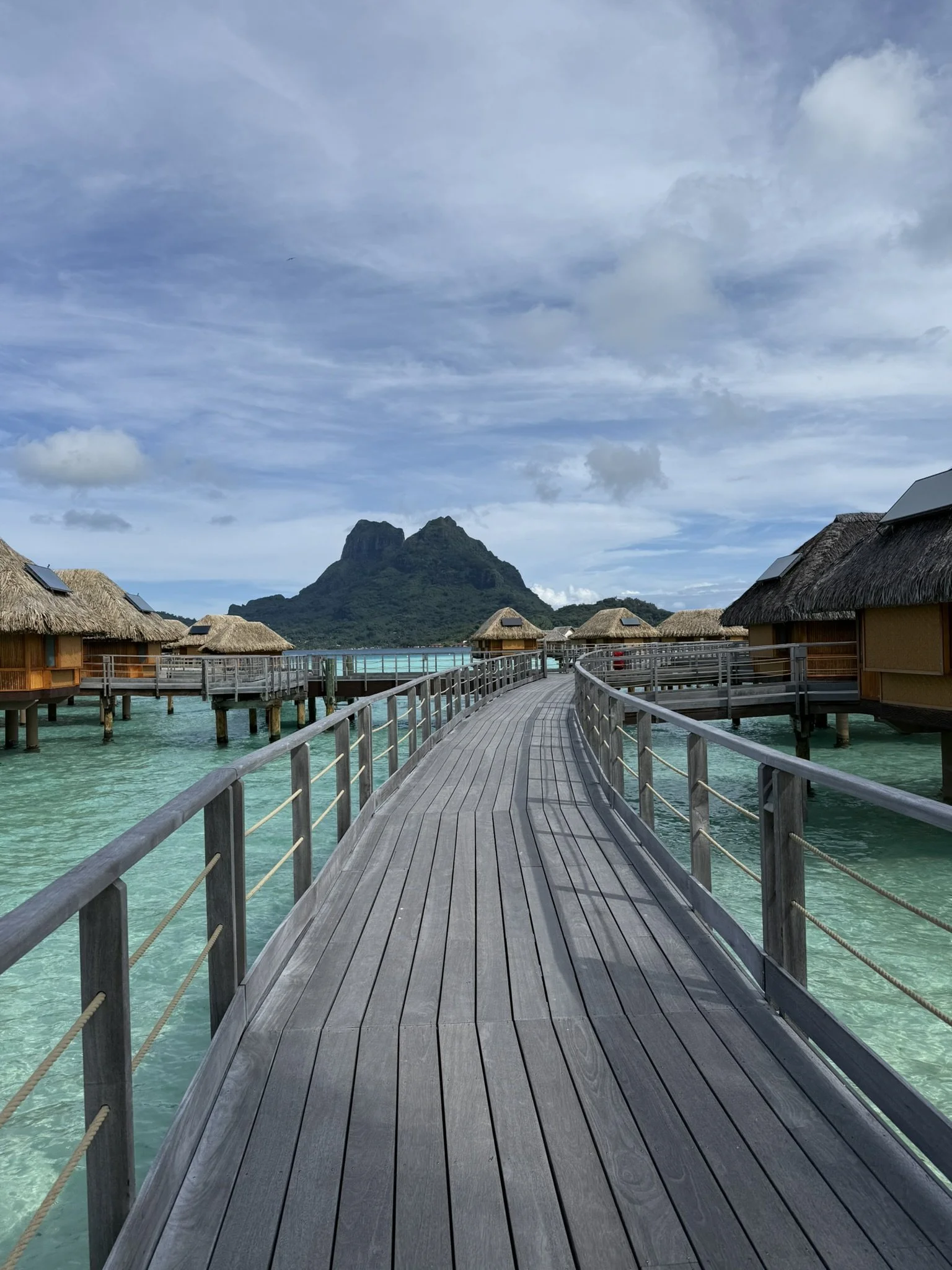 Bora Bora overwater bungalow with Mount Otemanu for a luxury French Polynesia vacation