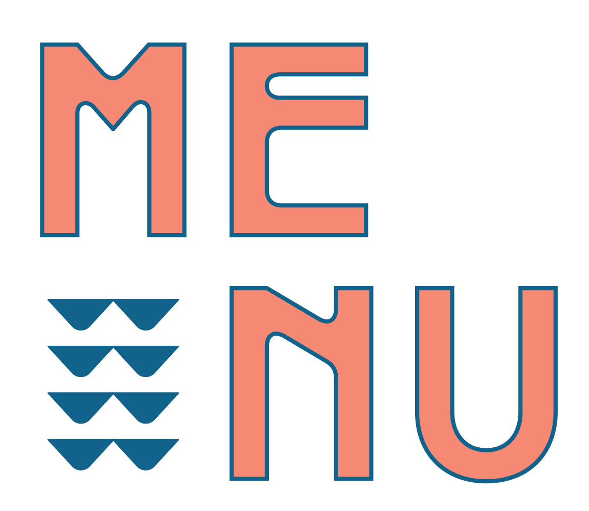 Graphic with the words "ME" and "YOU" in large pink letters outlined in blue, separated by a column of four blue arrow shapes pointing downward.