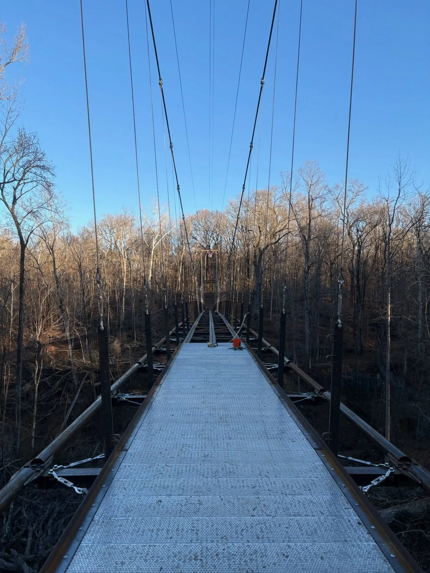 We&rsquo;ve made a lot of progress this week on the new suspension bridge at Fort Pillow Historic State Park. Long days that run into long nights. It&rsquo;s been significantly warmer the last few days and we stumbled upon our first copperhead this e