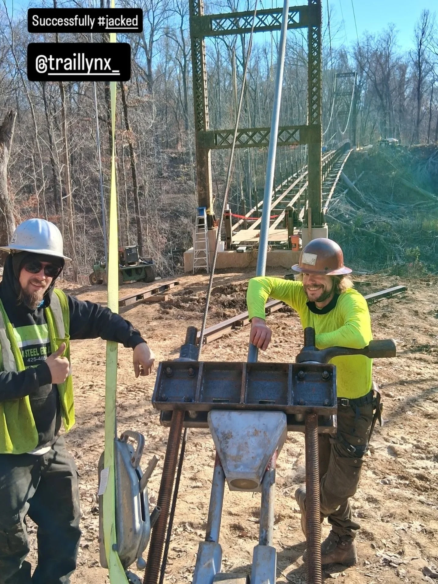 Raising the beast, one sledge blow at a time.
 @ballardforge for the heavy work on the field engineered tooling!
#suspensionbridge #doyouevenliftbro #bridgebuilding #bridge