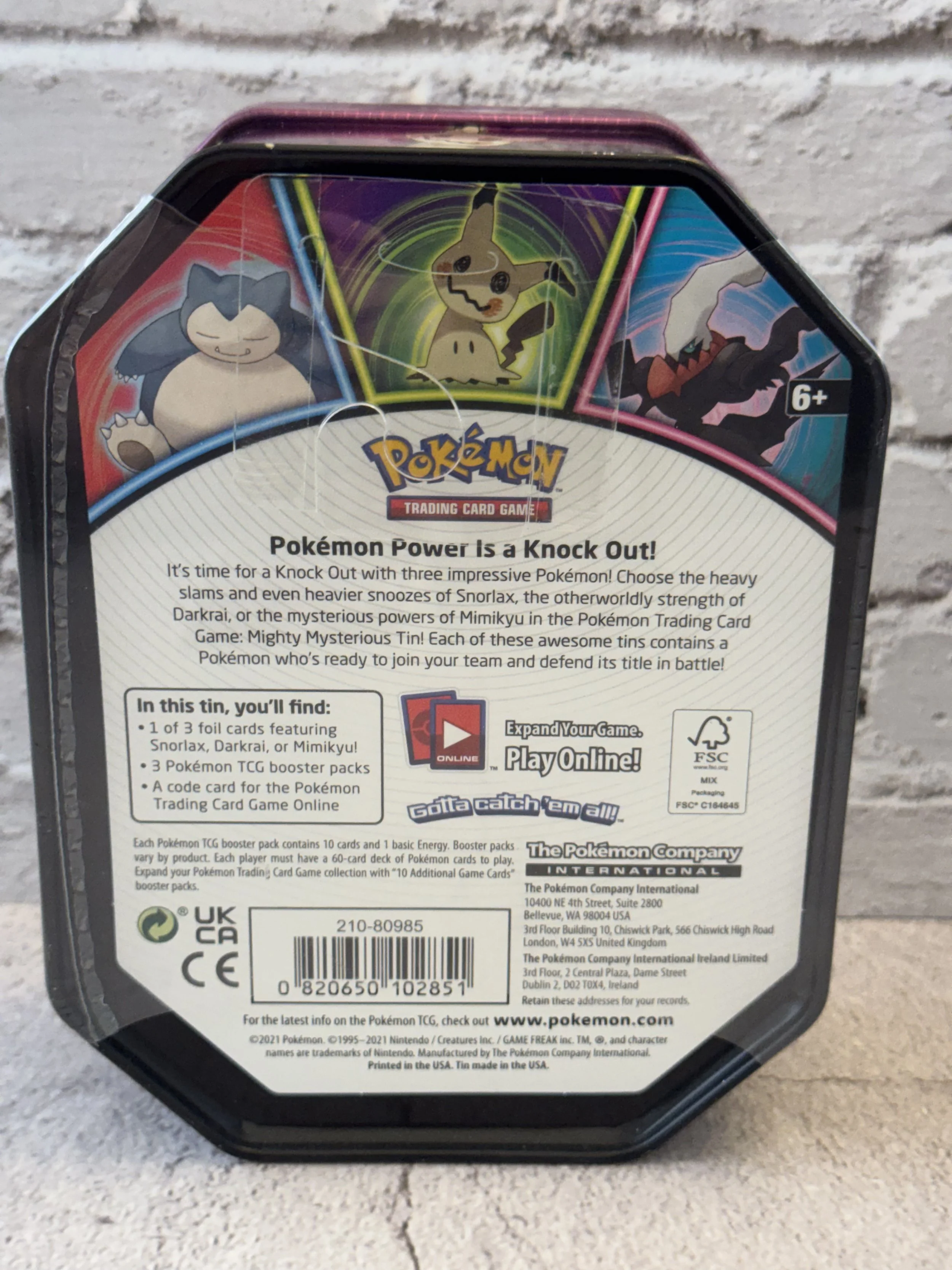 Pokémon TCG Mighty Mysterious Tin Mimikyu New Factory Sealed 2021 3x Boosters