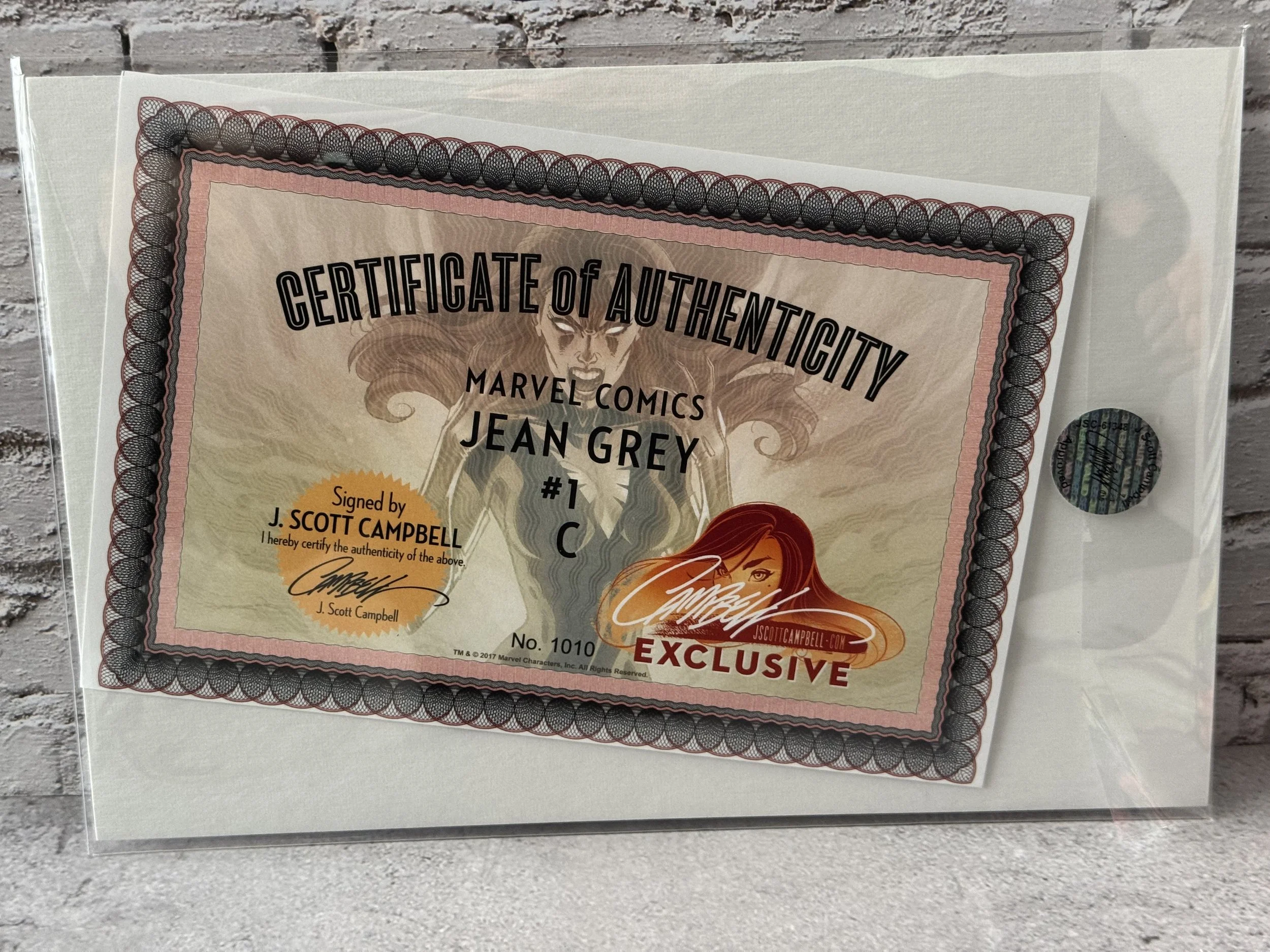 Jean Grey #1 J Scott Campbell Signed w/ COA