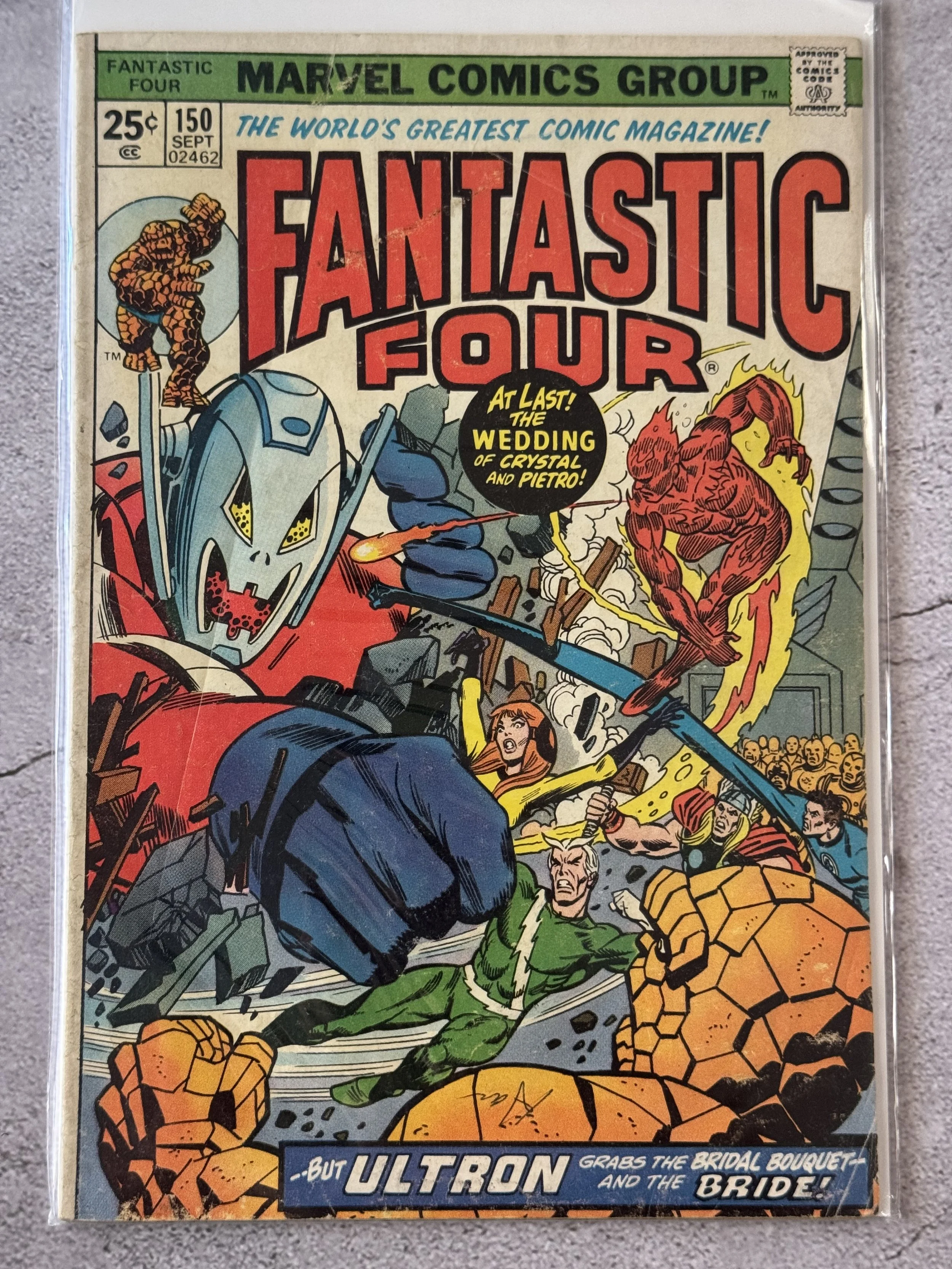 Fantastic Four #150 Wedding of Crystal and Pietro, Marvel Comics 1974