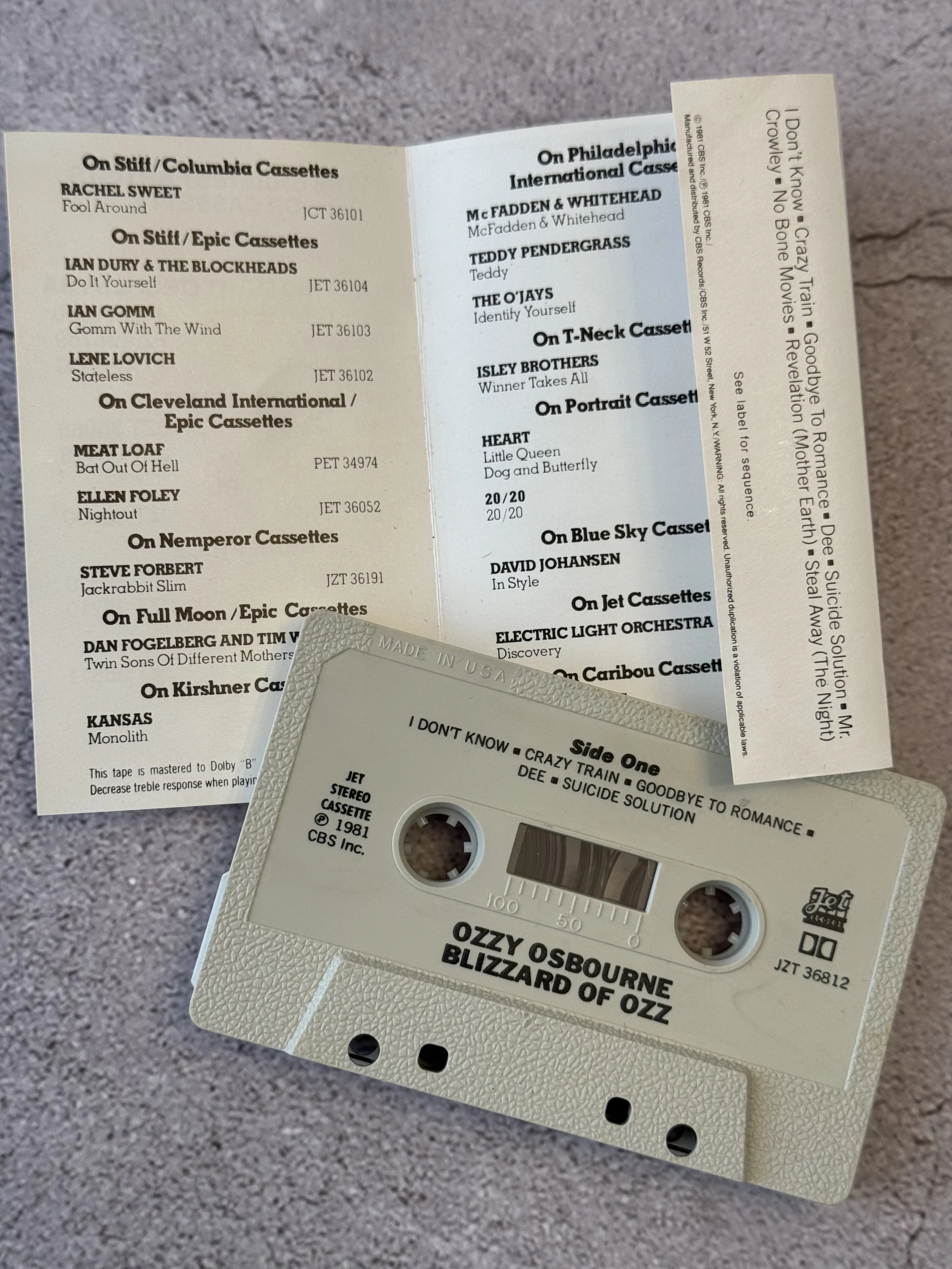 Ozzy Osbourne - Blizzard of Oz 1981 cassette tape good condition