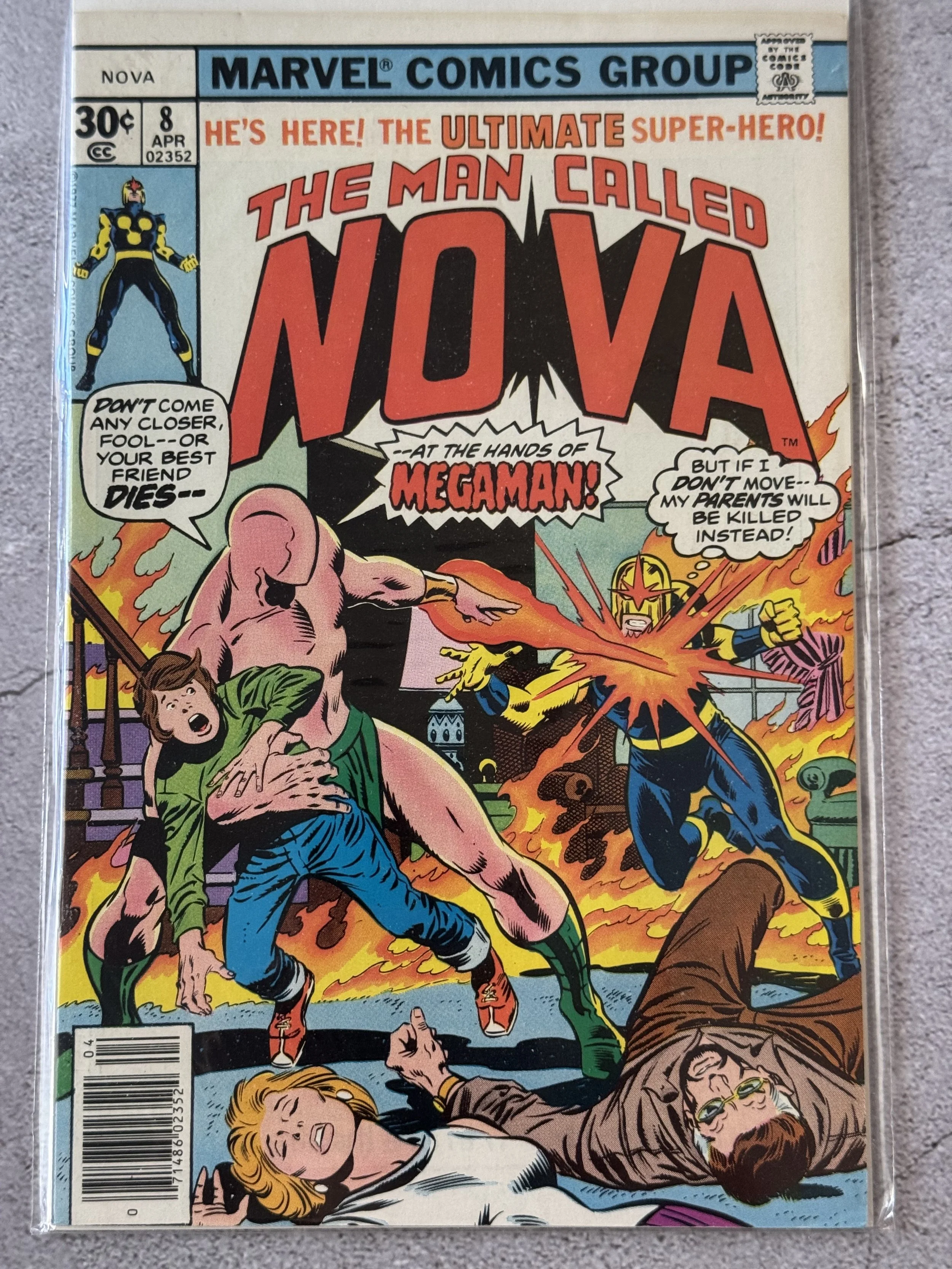 Marvel The Man Called Nova #8 (1977) vs. Megaman, John Buscema cover