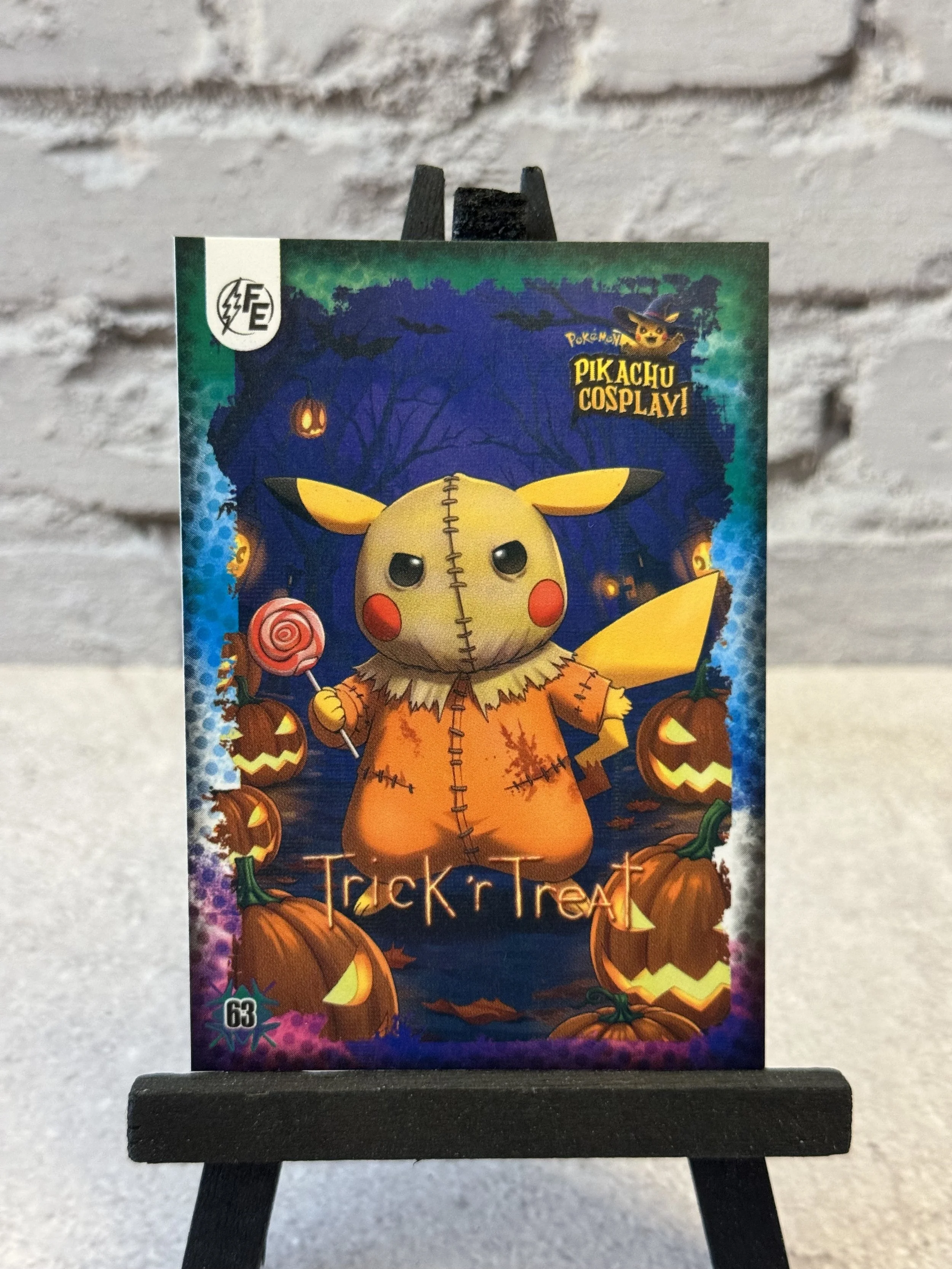 Custom Pikachu Trick'r Treat #63 Holo Fan Art Card (Cosplay Style)