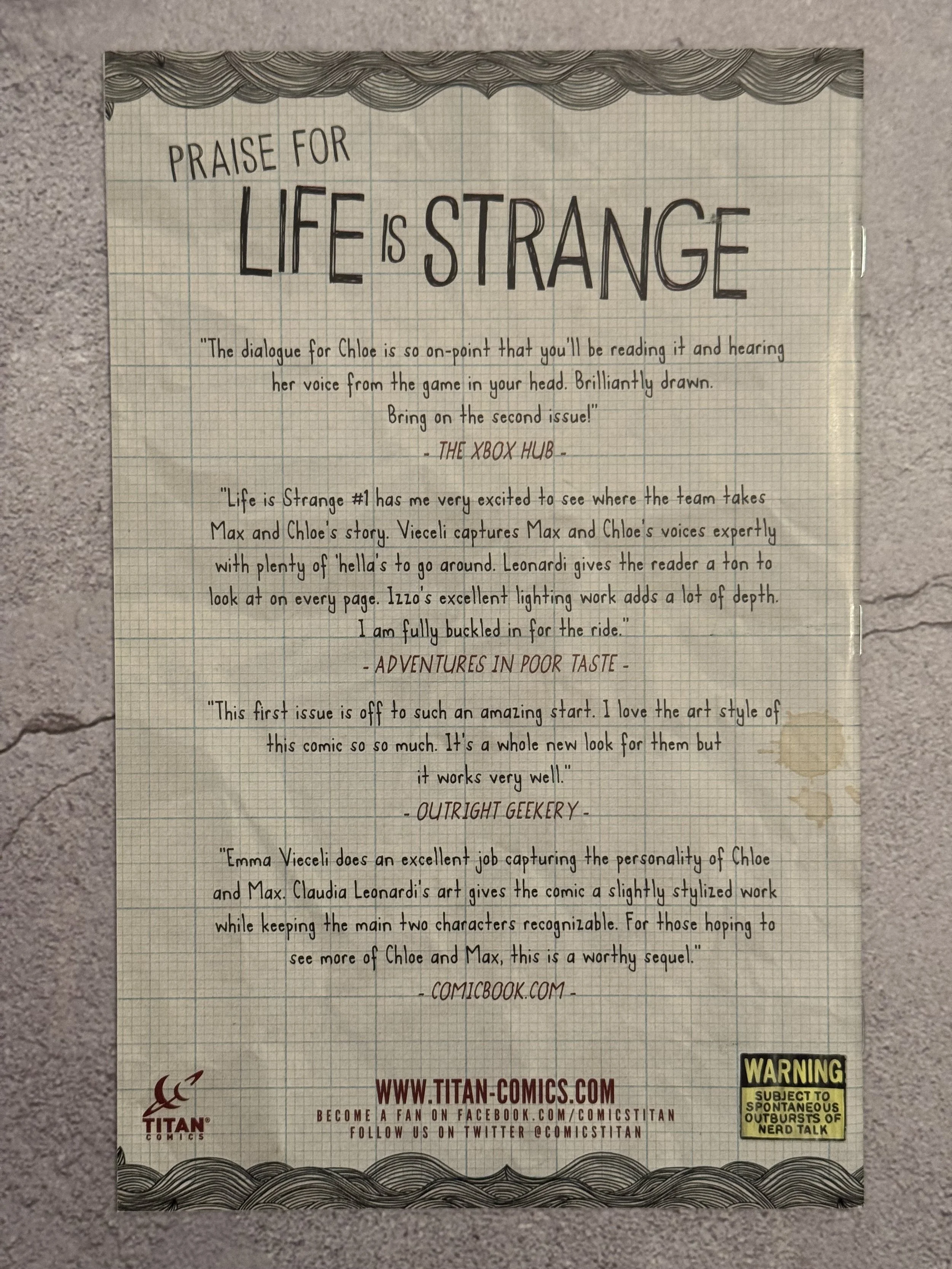 Life is Strange: Partners in Time #1 B&W Storm Color Variant (Titan Comics, 2021)