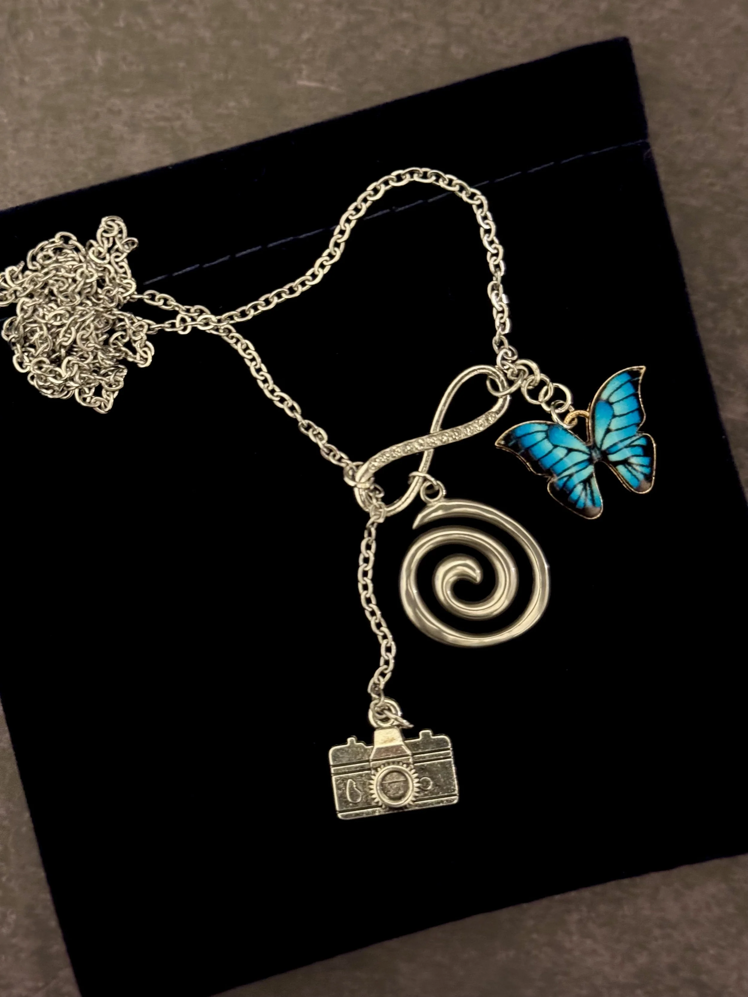 Blue Butterfly Time Spiral Necklace life is strange chloe and max reunion rewind pricefield