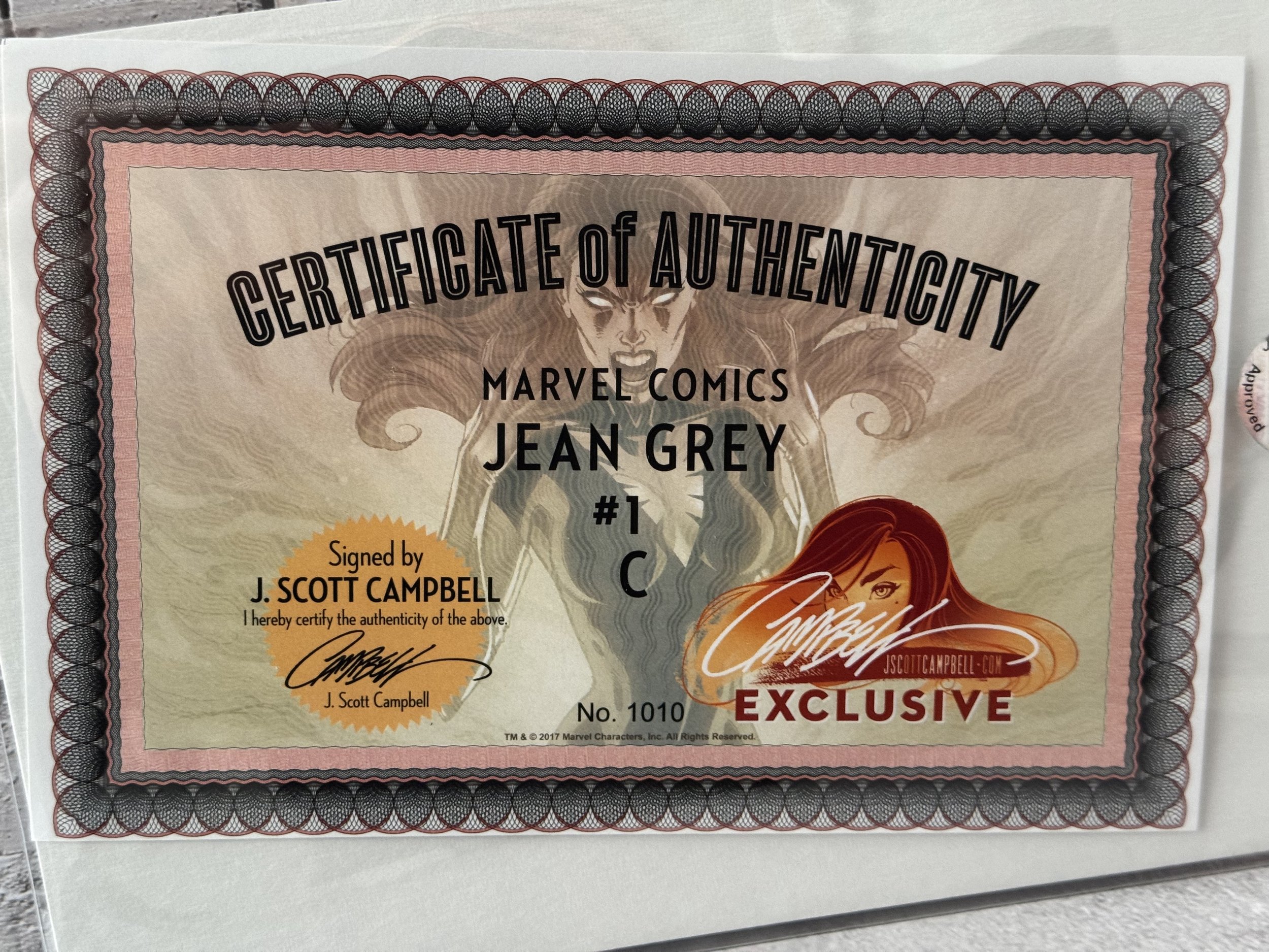 Jean Grey #1 J Scott Campbell Signed w/ COA
