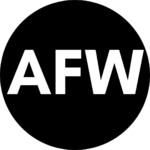 Black circular logo with bold white letters reading 'AFW'
