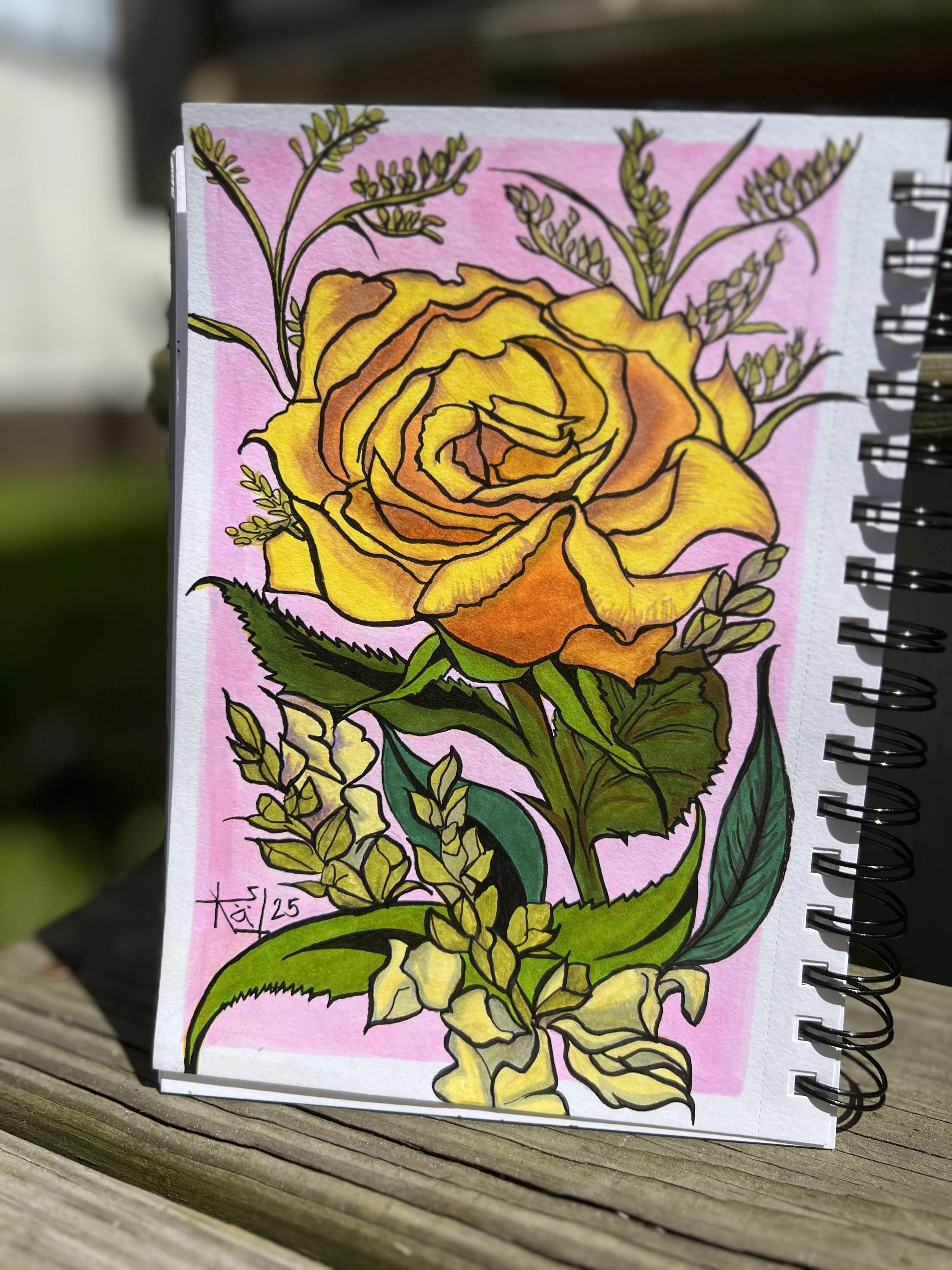 Texas Rose | 5"X7" Marker Illustration, 2025