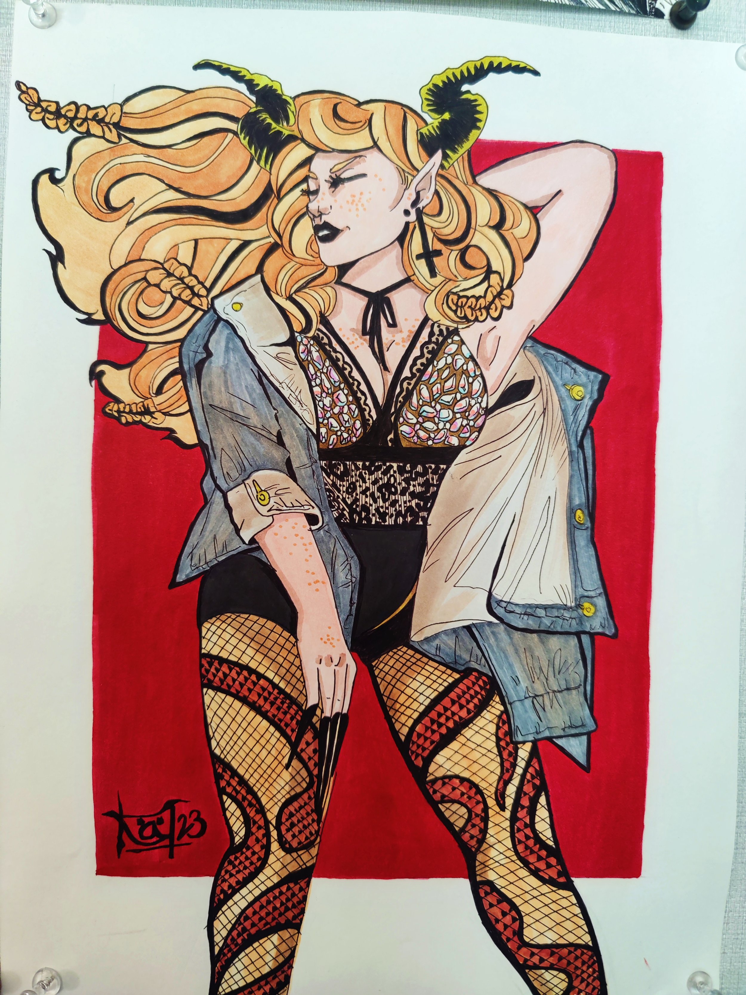 Self Portrait from 2022's Birthday photoshoot, 9"X11" Marker 2025