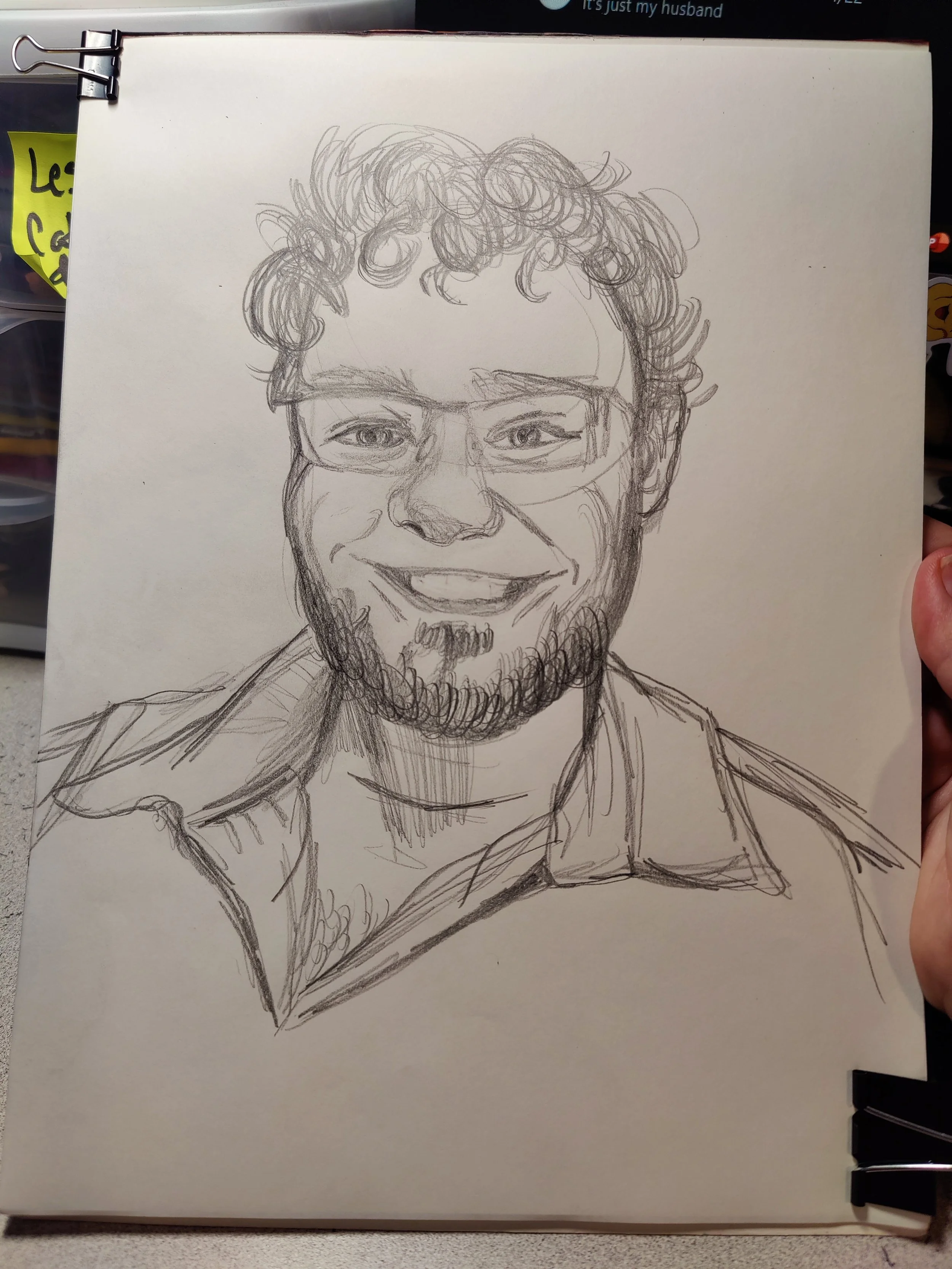 Pencil Sketch rough draft portrait, 9X 11", 2024