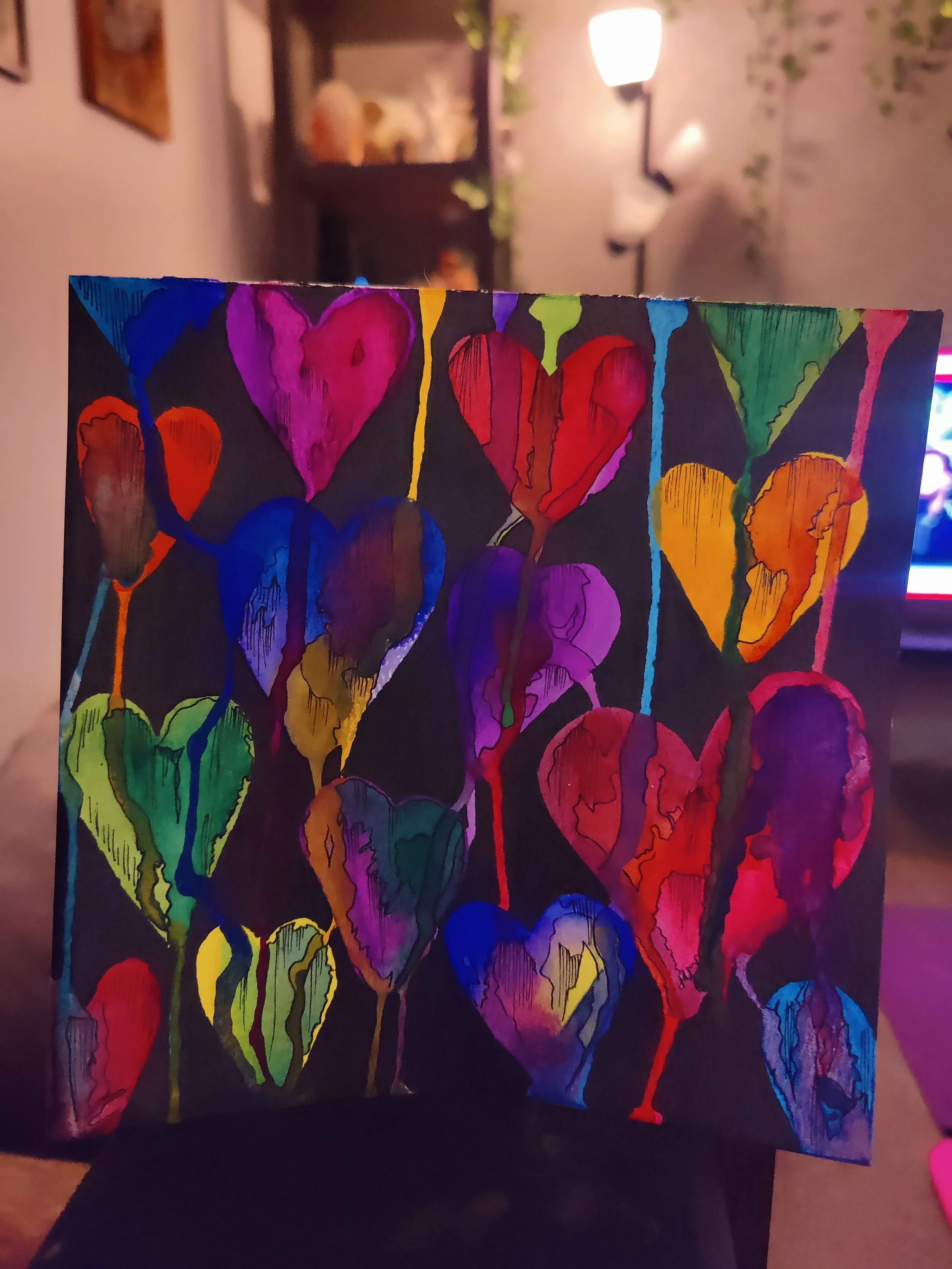 Bleeding Hearts | 8"X8" Watercolor and Ink, 2025