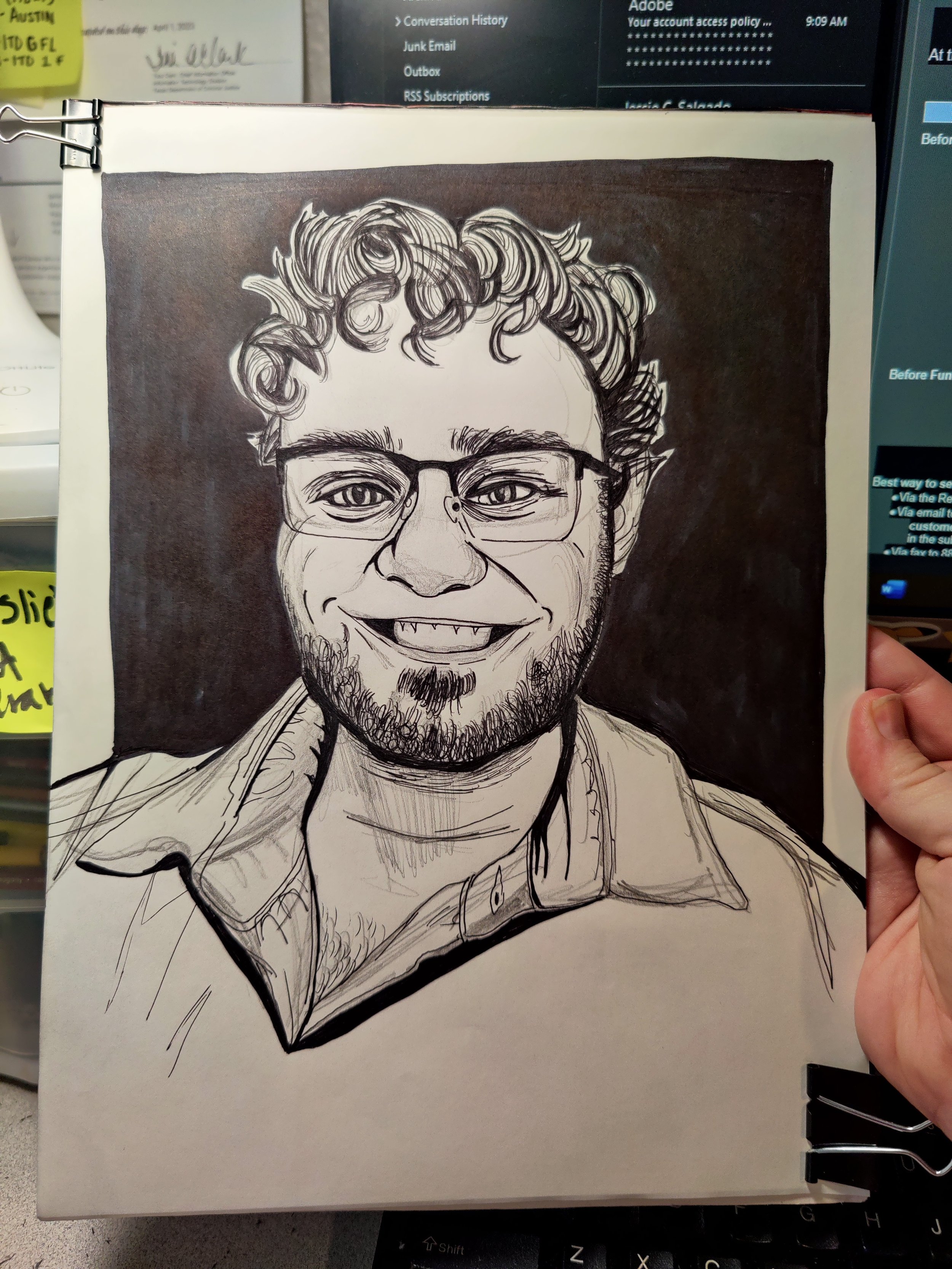 Portrait, Ink Outline, 9 X 11", 2024