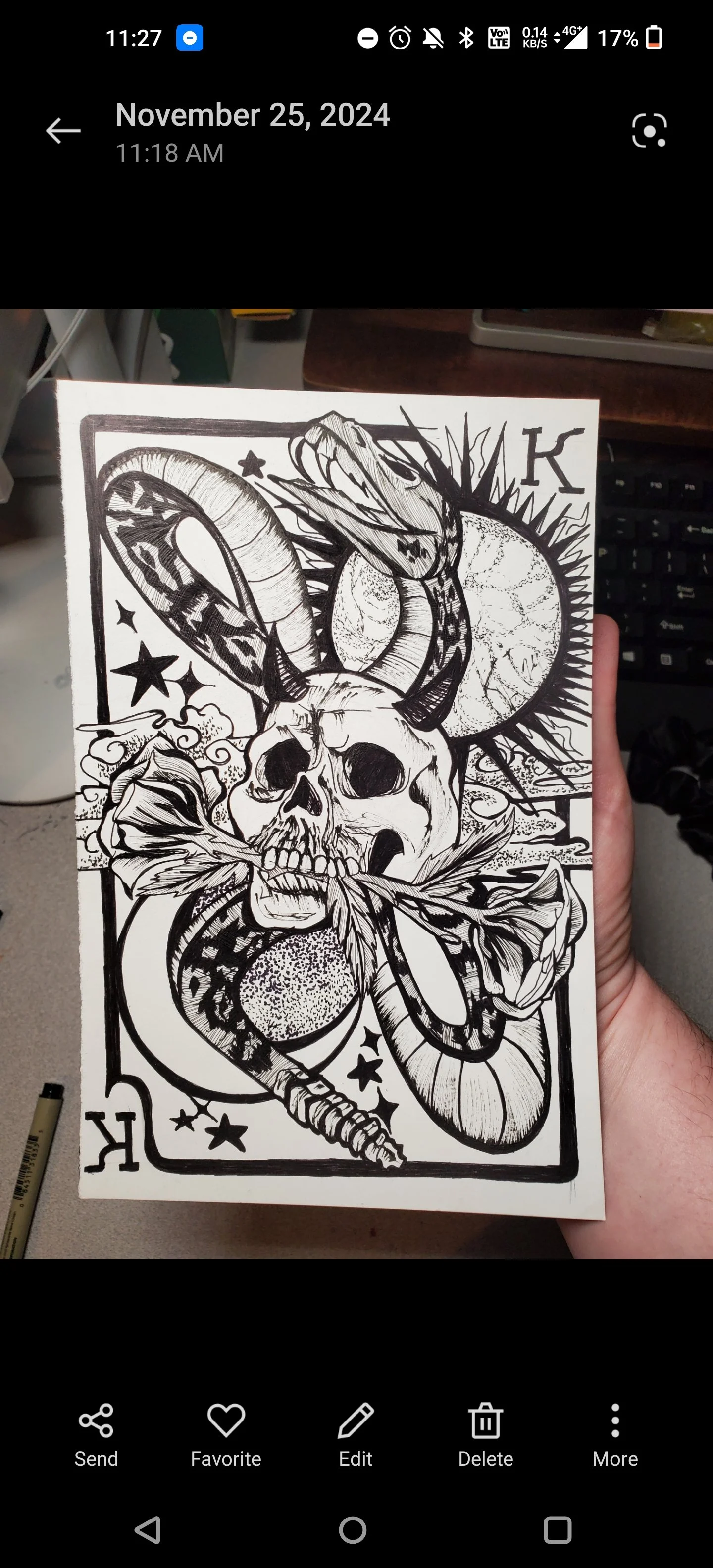 Small Skull Card Art Print