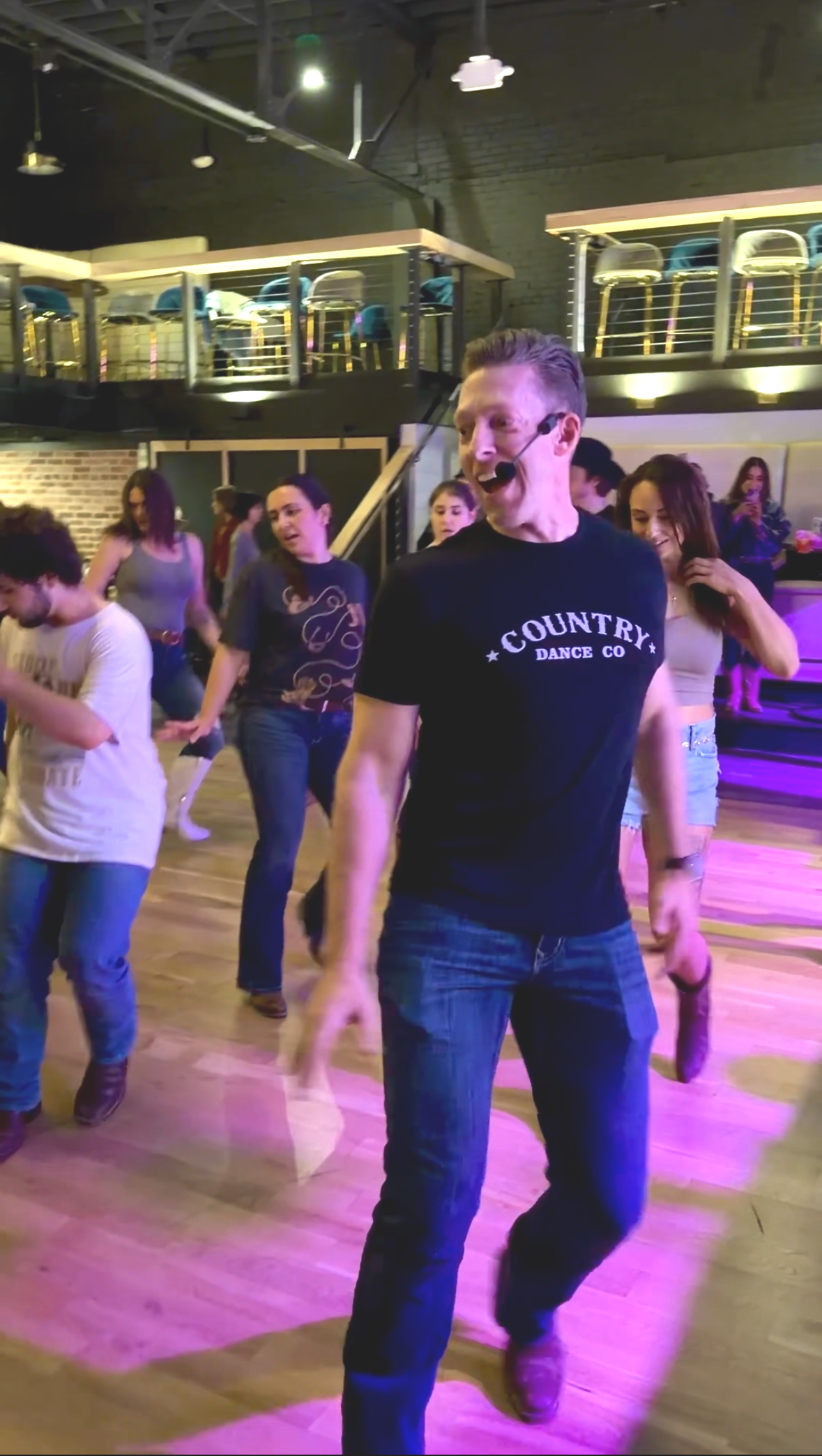 Teaching line dancing at the Buffalo Rose in Golden, CO