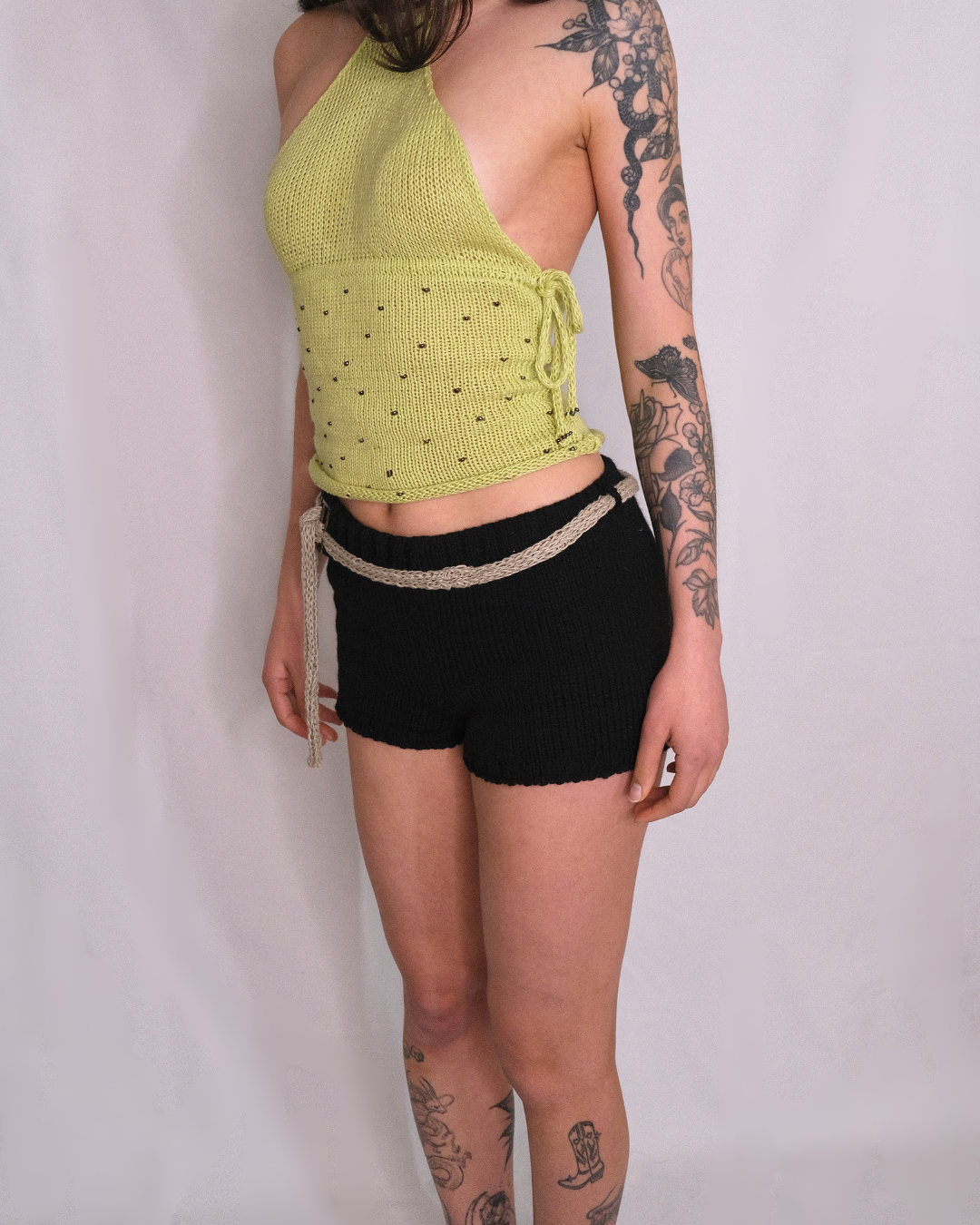 Knitted shorts in black