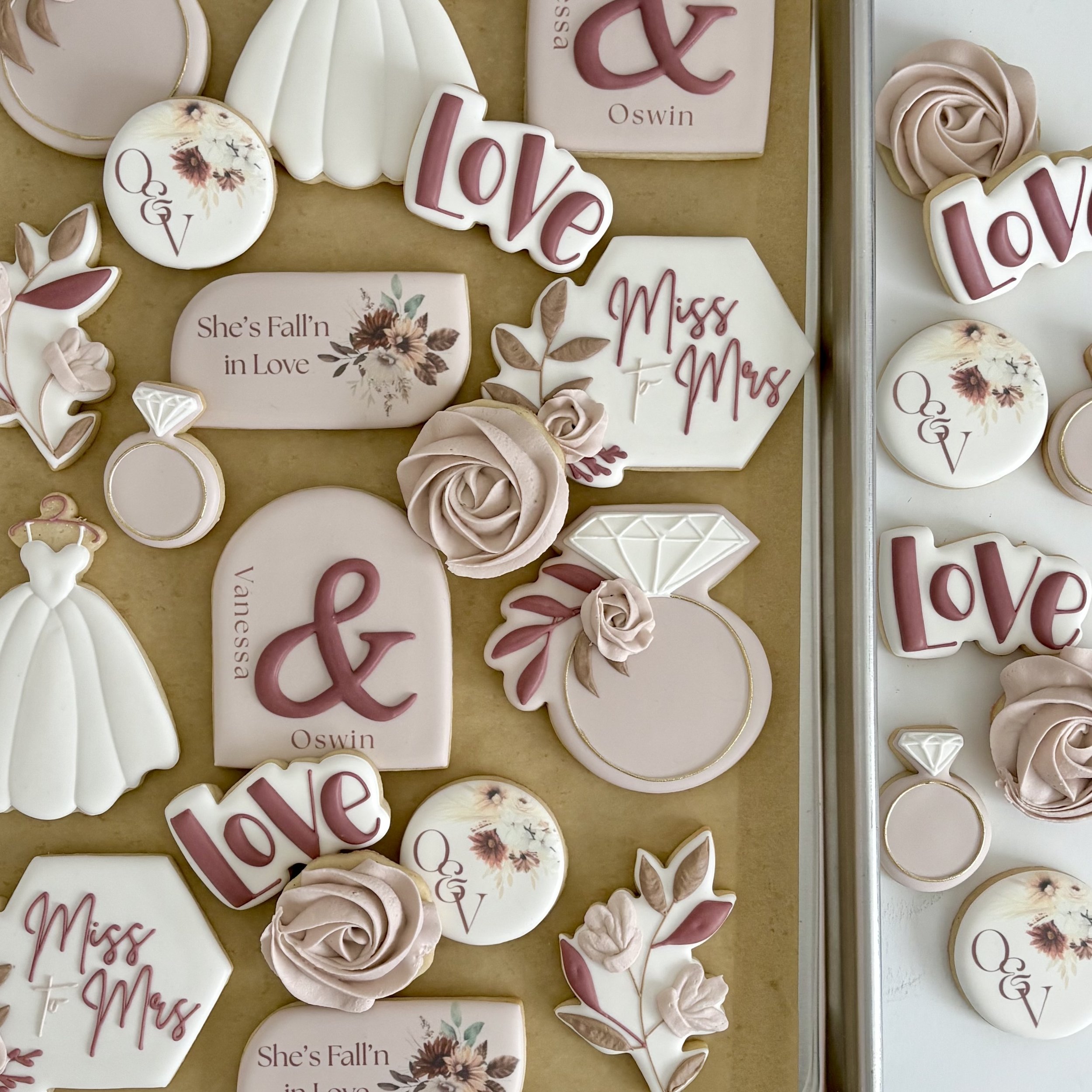 Custom decorated wedding sugar cookies