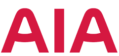 The word 'AIA' in large, bold, maroon-colored letters on a white background.