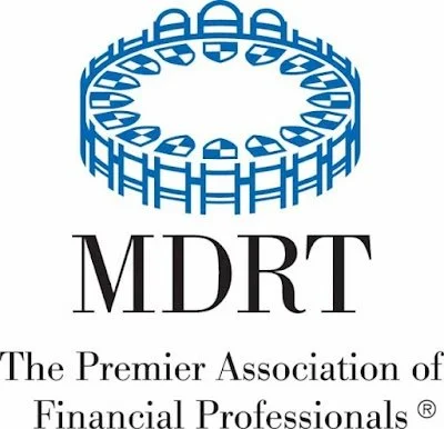 Logo of MDRT, The Premier Association of Financial Professionals, featuring a blue circular design and black text.