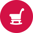 Shopping cart icon inside a red circle