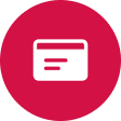 Icon of a credit card on a pink background.