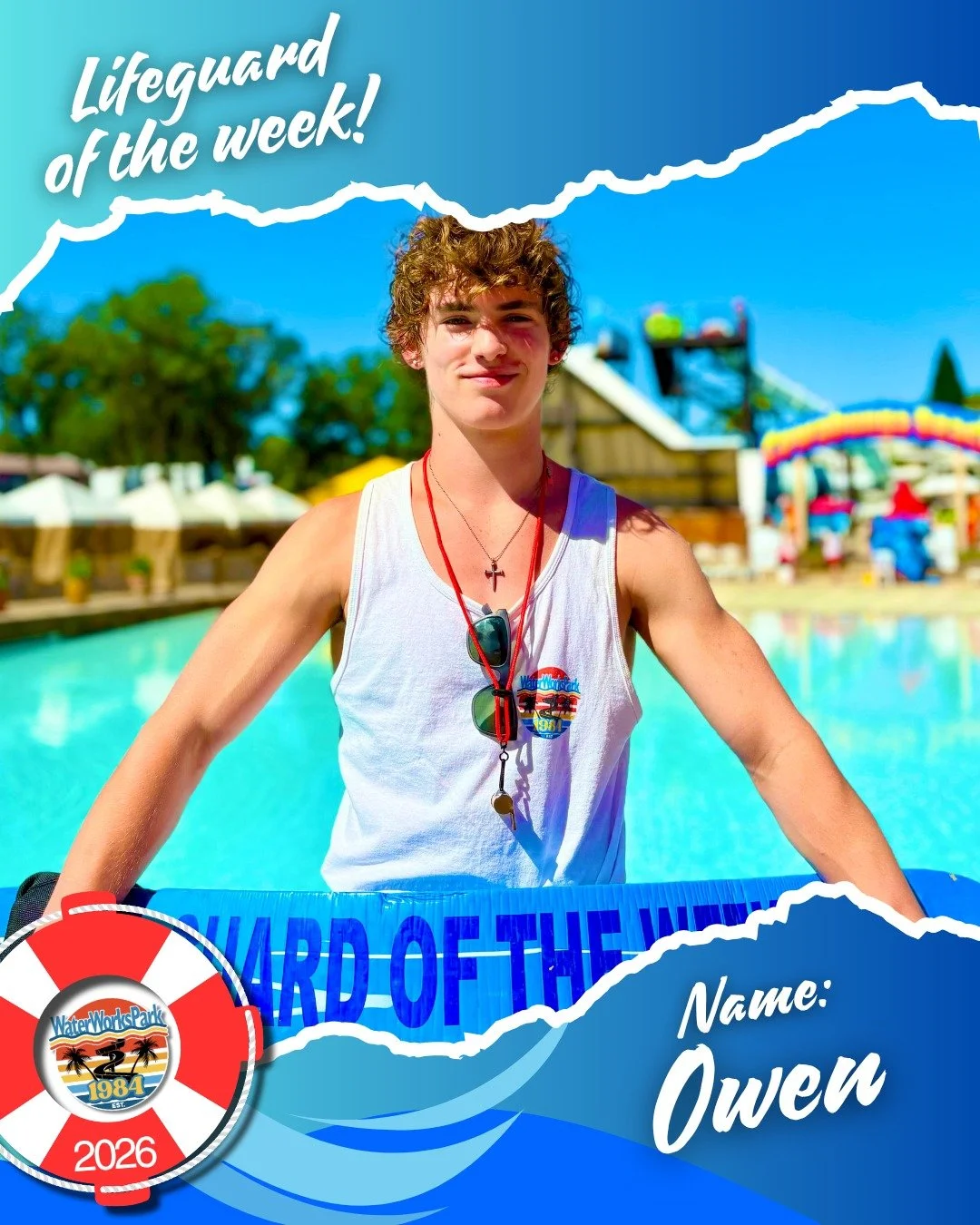 🛟 EMPLOYEE SPOTLIGHT🛟

Meet Owen, we're thrilled to spotlight Owen in his first season with us at WaterWorks Park! 

🤸&zwj;♂️ Fun fact: Owen is a National Champion gymnast! His dedication and discipline shine through in everything he does.

Owen s