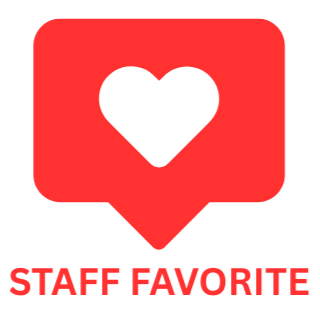A red social media notification icon with a white heart in the center and the words 'STAFF FAVORITE' below. Indicating a staff favorite ride at WaterWorks Park, located in Redding, California. Northern California.