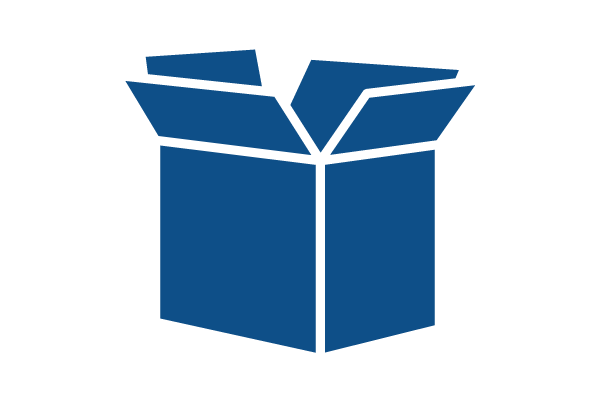 Icon of an open cardboard box representing cleaning when moving house