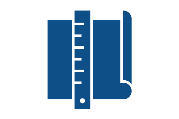 Icon of a ruler and house plans representing cleaning after building projects