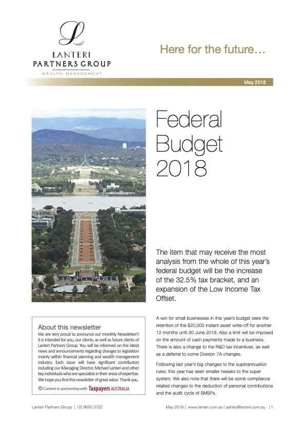 May Newsletter - Budget Edition