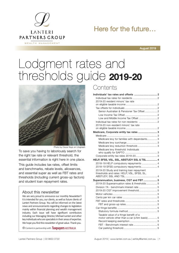 August Newsletter - Lodgement Rates Edition