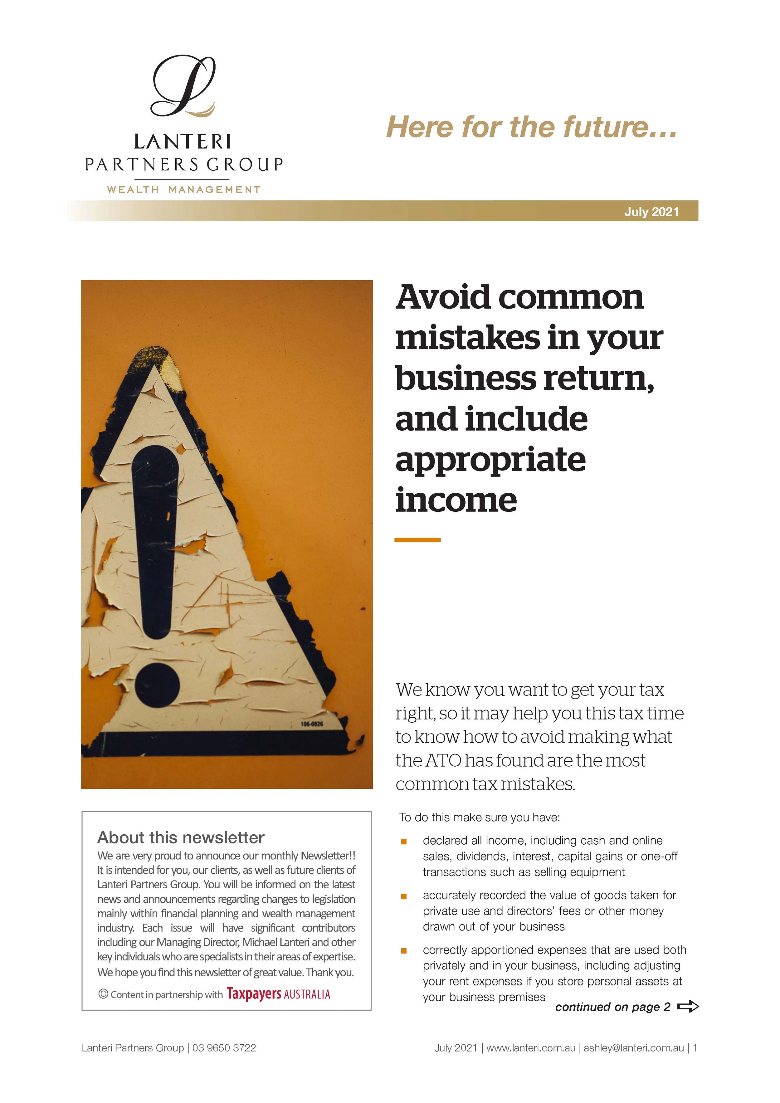 July 2021 Newsletter