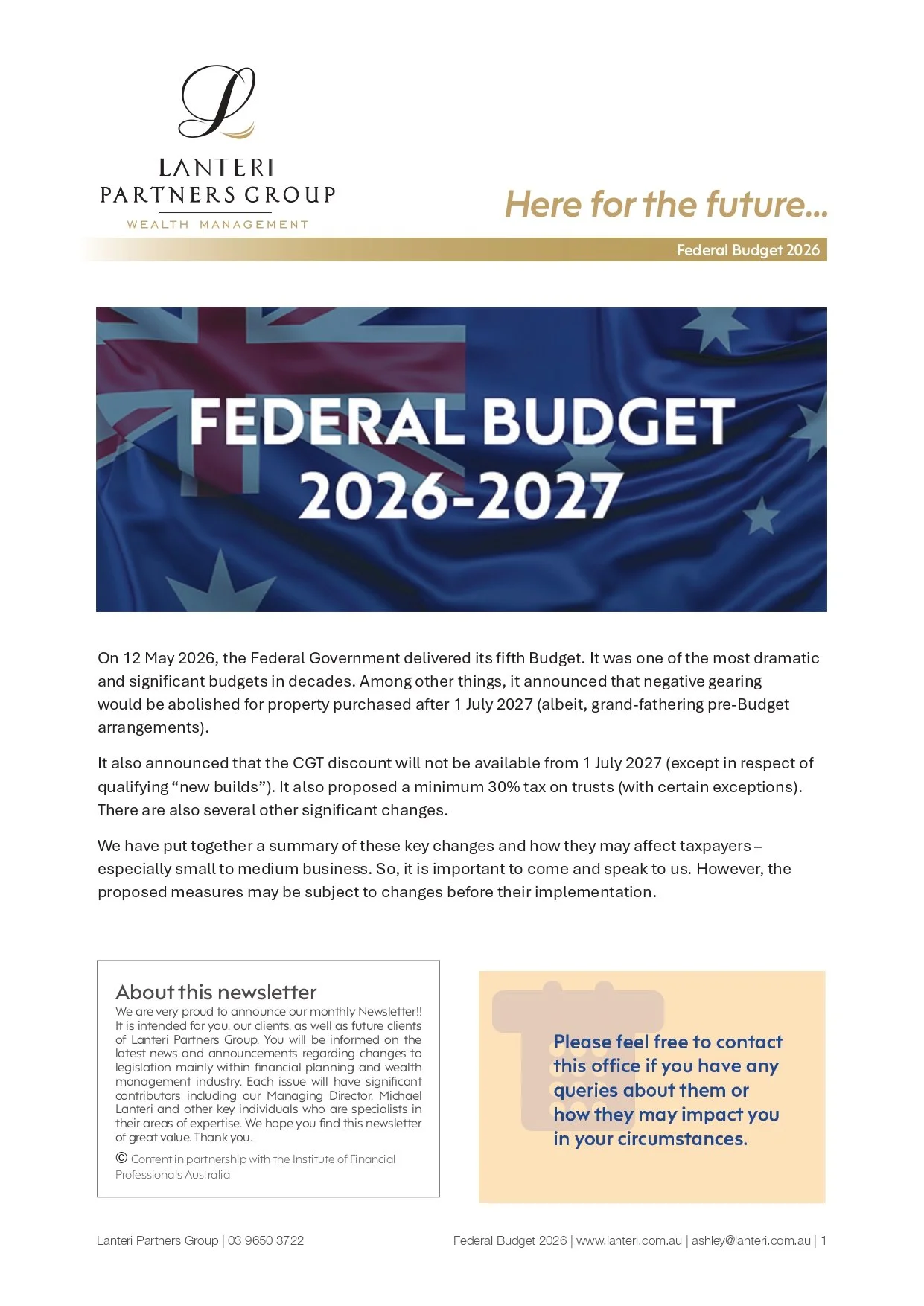 Federal Budget 2026 Summary
