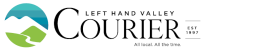 Logo for Left Hand Valley Courier with a mountain and valley graphic and the tagline 'All local. All the time.'