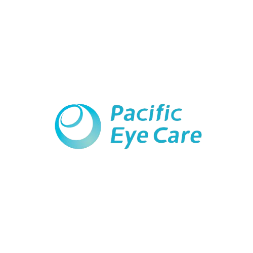 The logo for Pacific Eye Care featuring a stylized eye symbol and the business name.