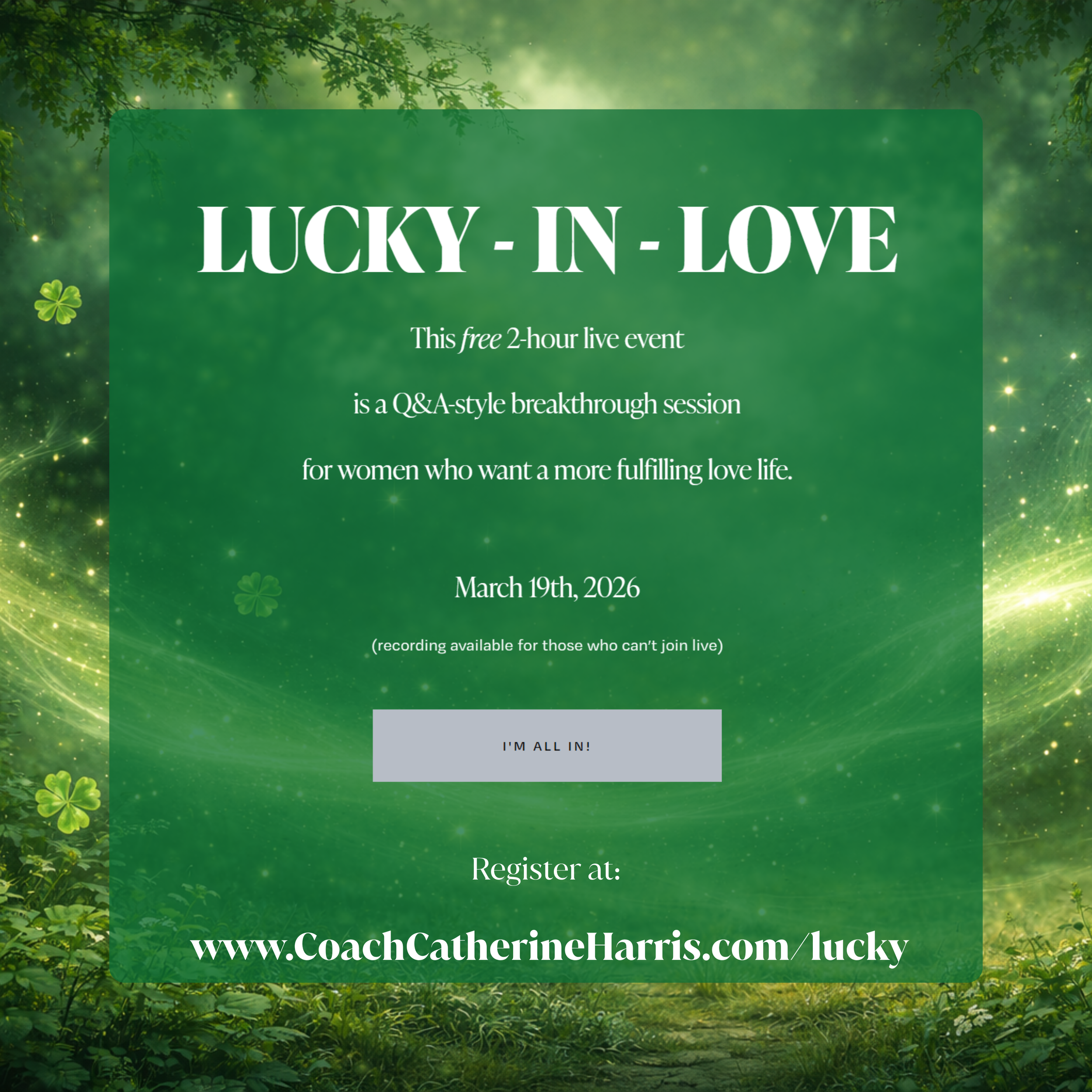 LUCKY-IN-LOVE free Q&A breakthrough session