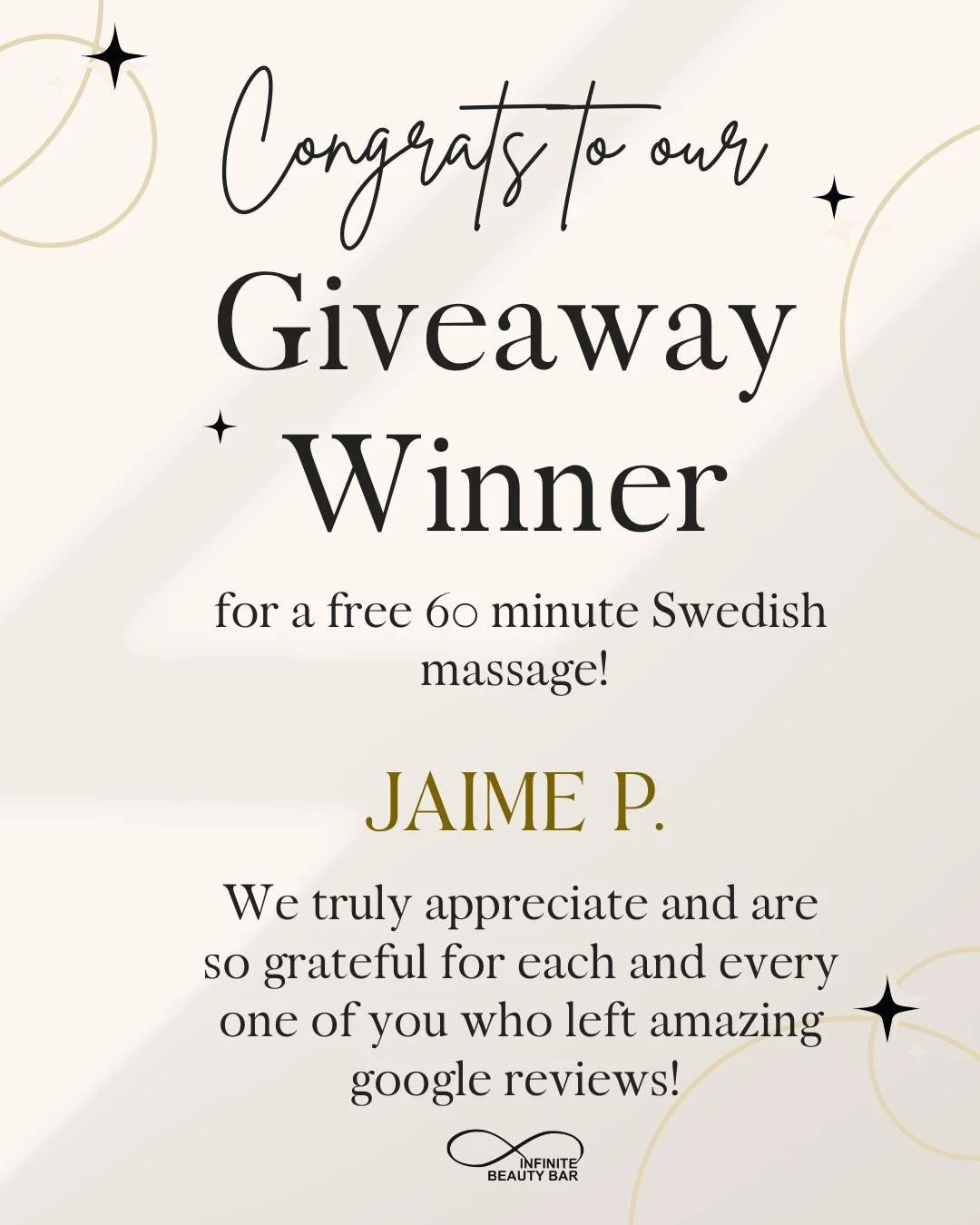 Huge congratulations to our giveaway winner, Jaime P.! ✨
And a big THANK YOU to everyone who took the time to leave us a Google review. Your support helps us grow, and we appreciate you more than you know!💗

📍Infinite Beauty Bar- Kearney, MO
📱(816