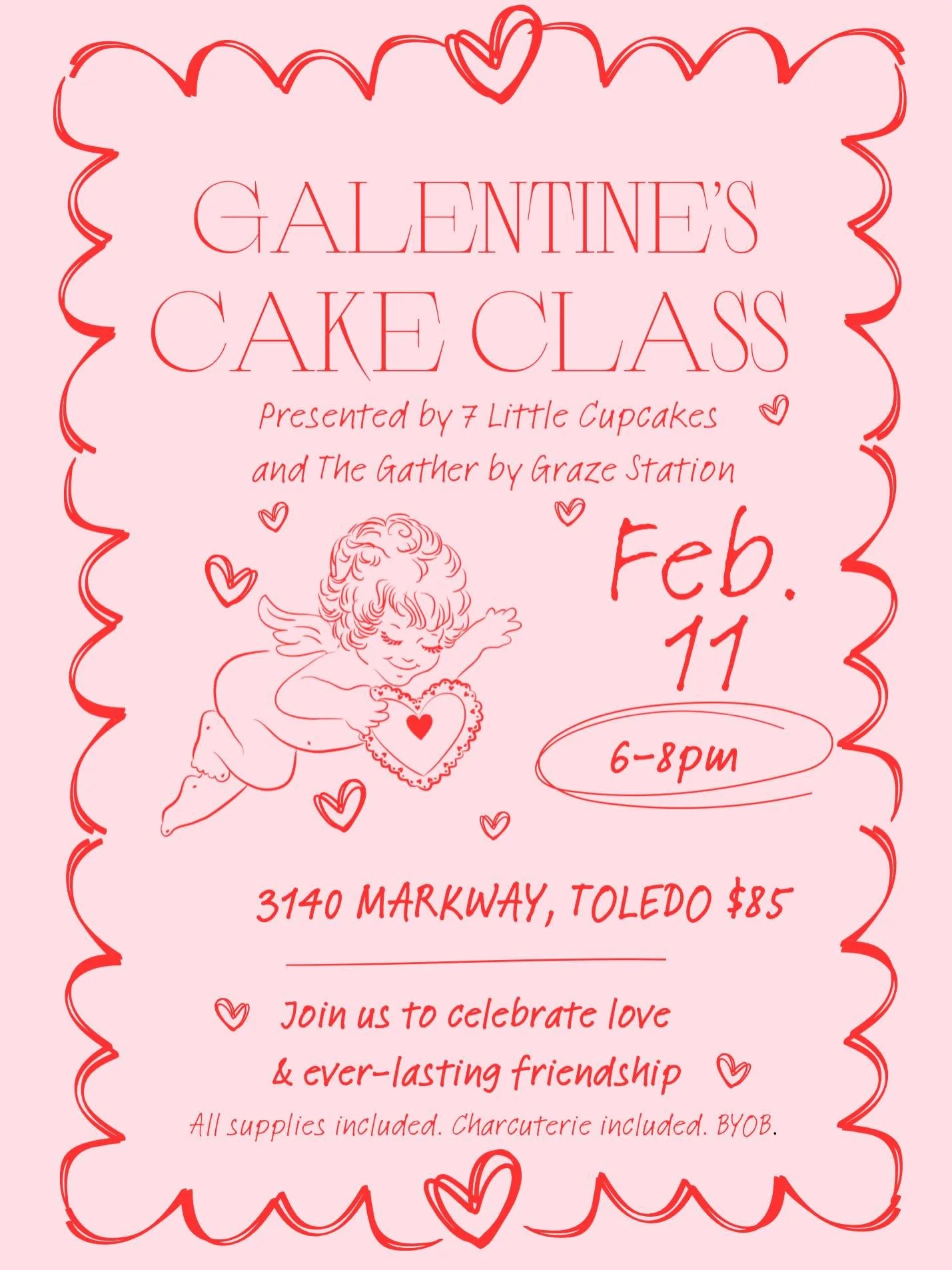 I am SO excited for this one friends!

It&rsquo;s been a popular topic, and I am finally making it happen! 

Join me Wednesday, February 11th for the ultimate Galentine&rsquo;s night out, and create the most beautiful Valentine&rsquo;s cake ever! I w