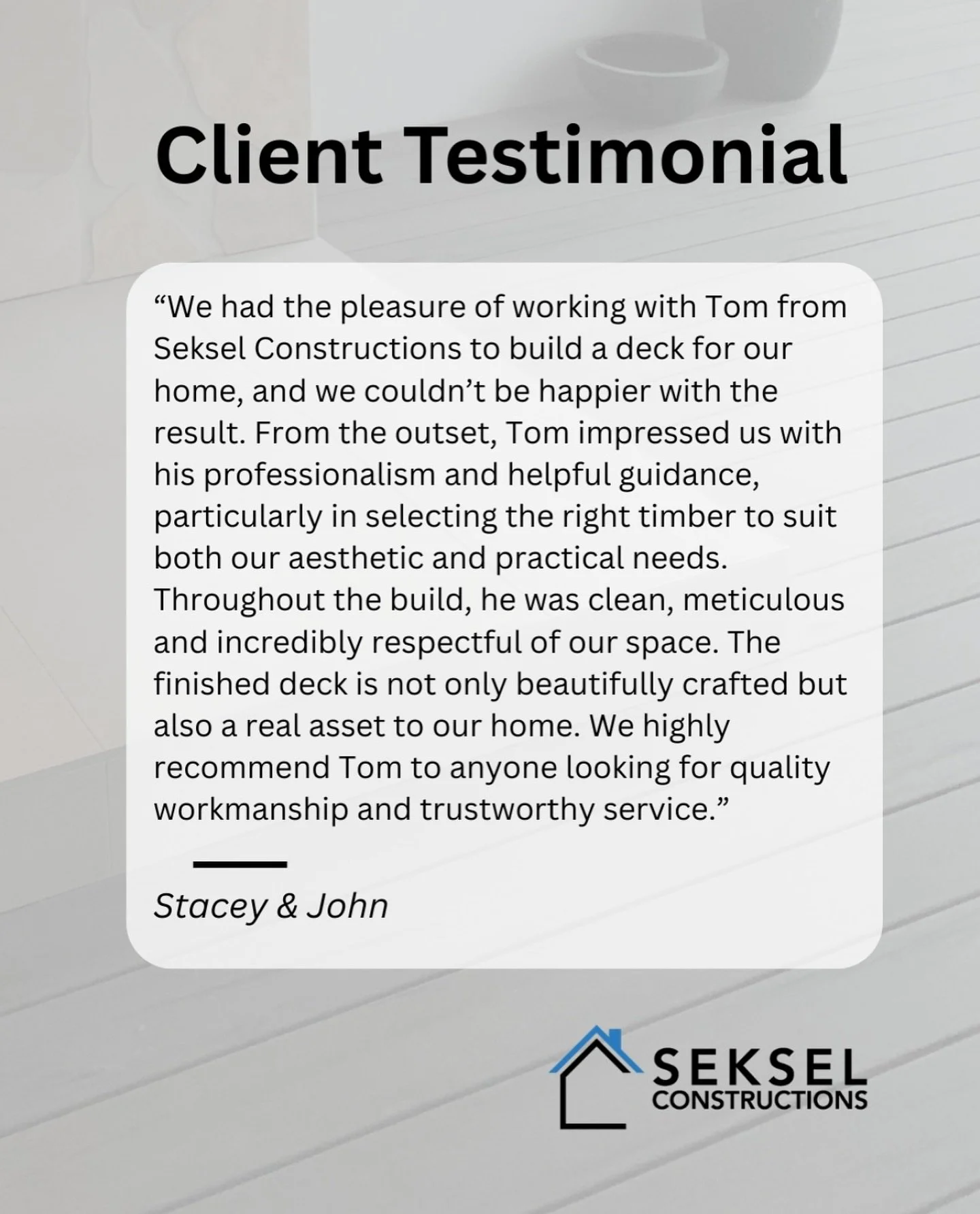 Client Feedback 💬
We love hearing from happy clients. From timber selection to a tidy build, we enjoyed bringing this outdoor area to life. Looking for a deck that looks great and lasts? Send us a message or give us a call! 

#carpenterwangaratta #o